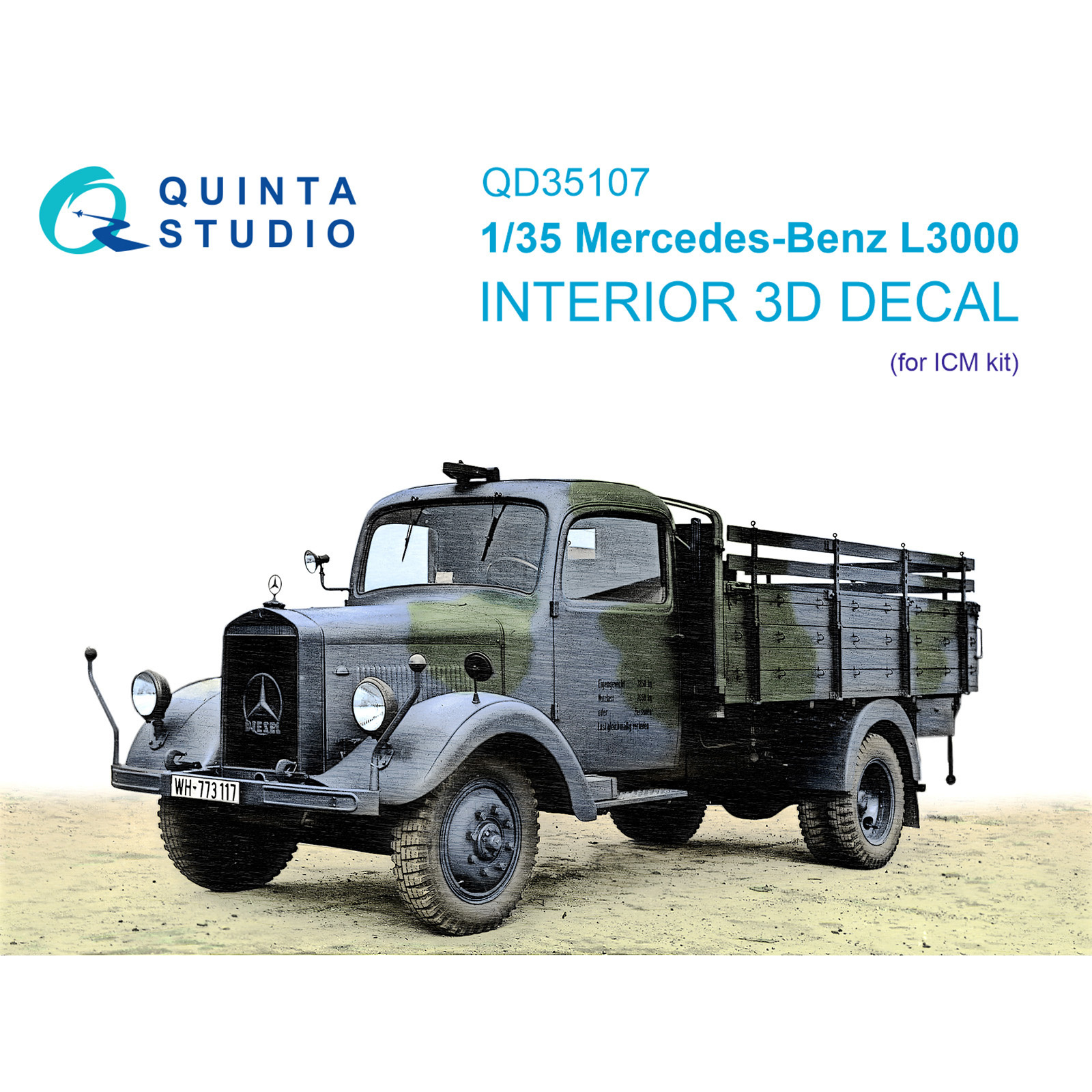 QD35107 Quinta Studio 1/35 3D Декаль интерьера кабины Mercedes-Benz L3000 (ICM)