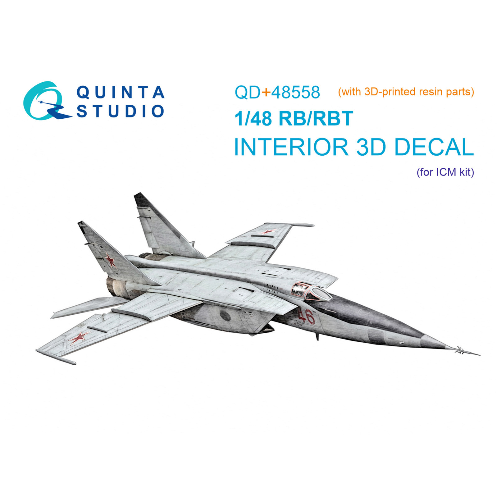 QD+48558 Quinta Studio 1/48 3D Декаль интерьера кабины MiGG-25РБ/MiGG-25РБТ (ICM) (с 3D-печатными деталями)