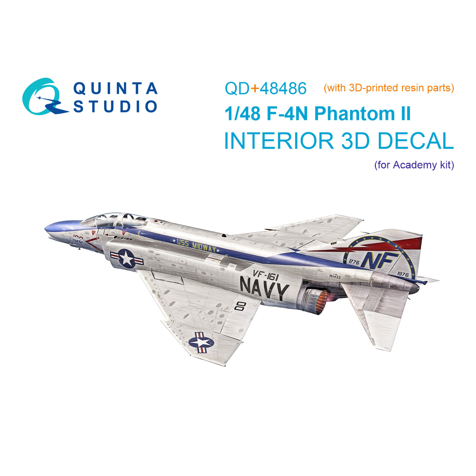 QD+48486 Quinta Studio 1/48 3D Декаль интерьера для F-4N Phantom II (Academy) (с 3D-печатными деталями)