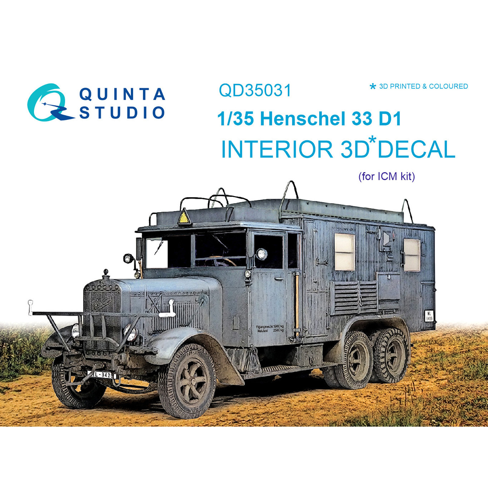 QD35031 Quinta Studio 1/35 3D Cabin Interior Decal Henschel 33 D1 (for ICM model)