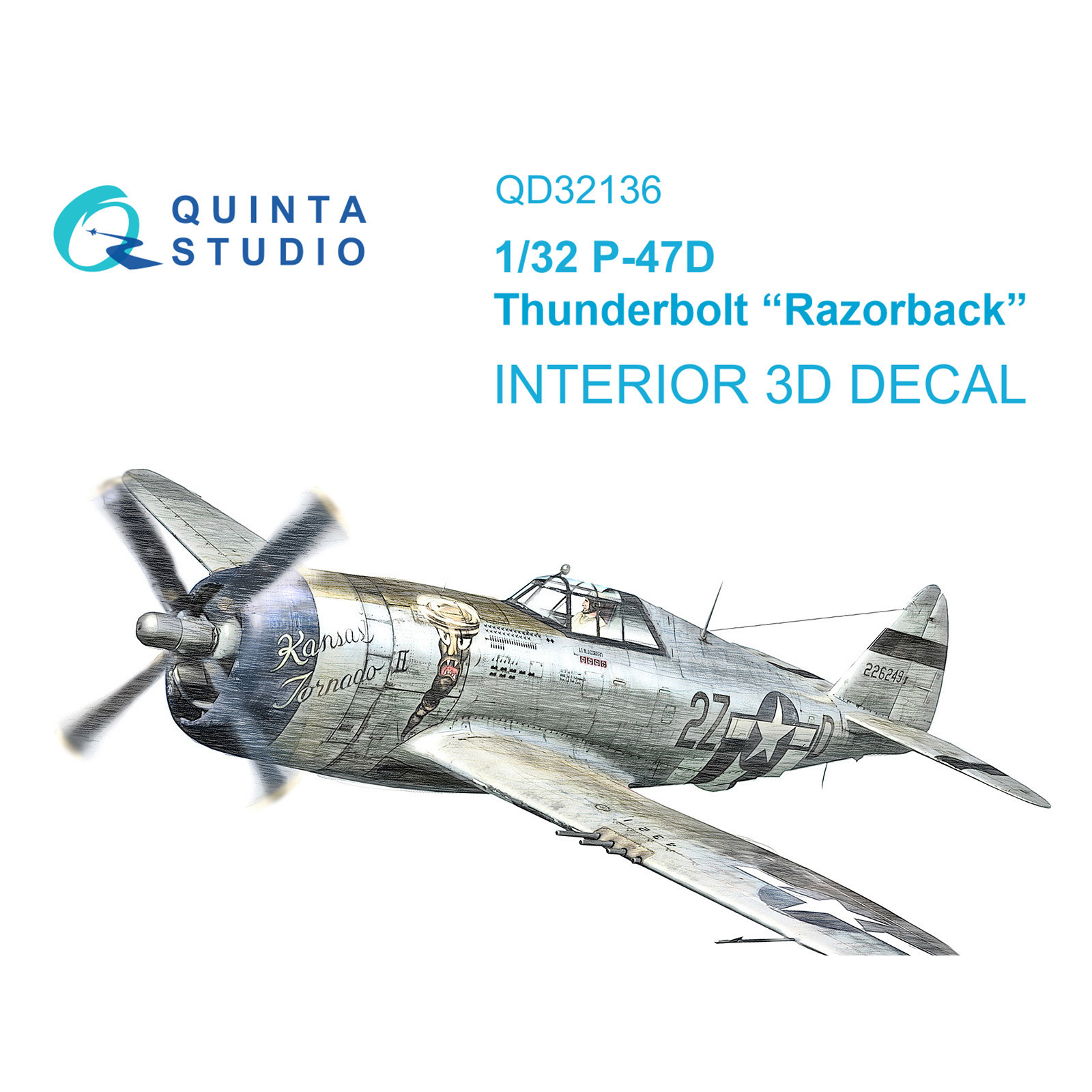 QD32136 Quinta Studio 1/32 3D Cabin Interior Decal P-47D Razorback (Trumpeter)
