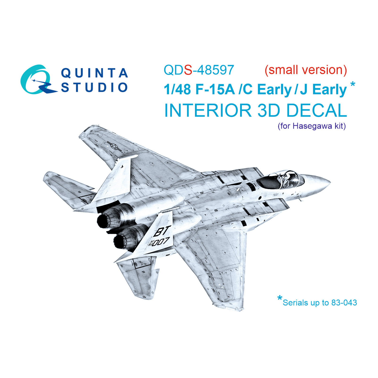 QDS-48597 Quinta Studio 1/48 3D Декаль интерьера кабины F-15A/F-15C Early/F-15J Early (Hasegawa) (малая версия)