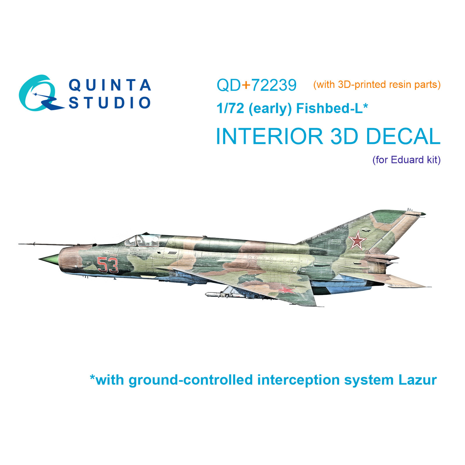 QD+72239 Quinta Studio 1/72 3D Декаль интерьера кабины MiGG-21БИС Ранний (с системой Лазурь-М) (Eduard) (с 3D-печатными деталями)