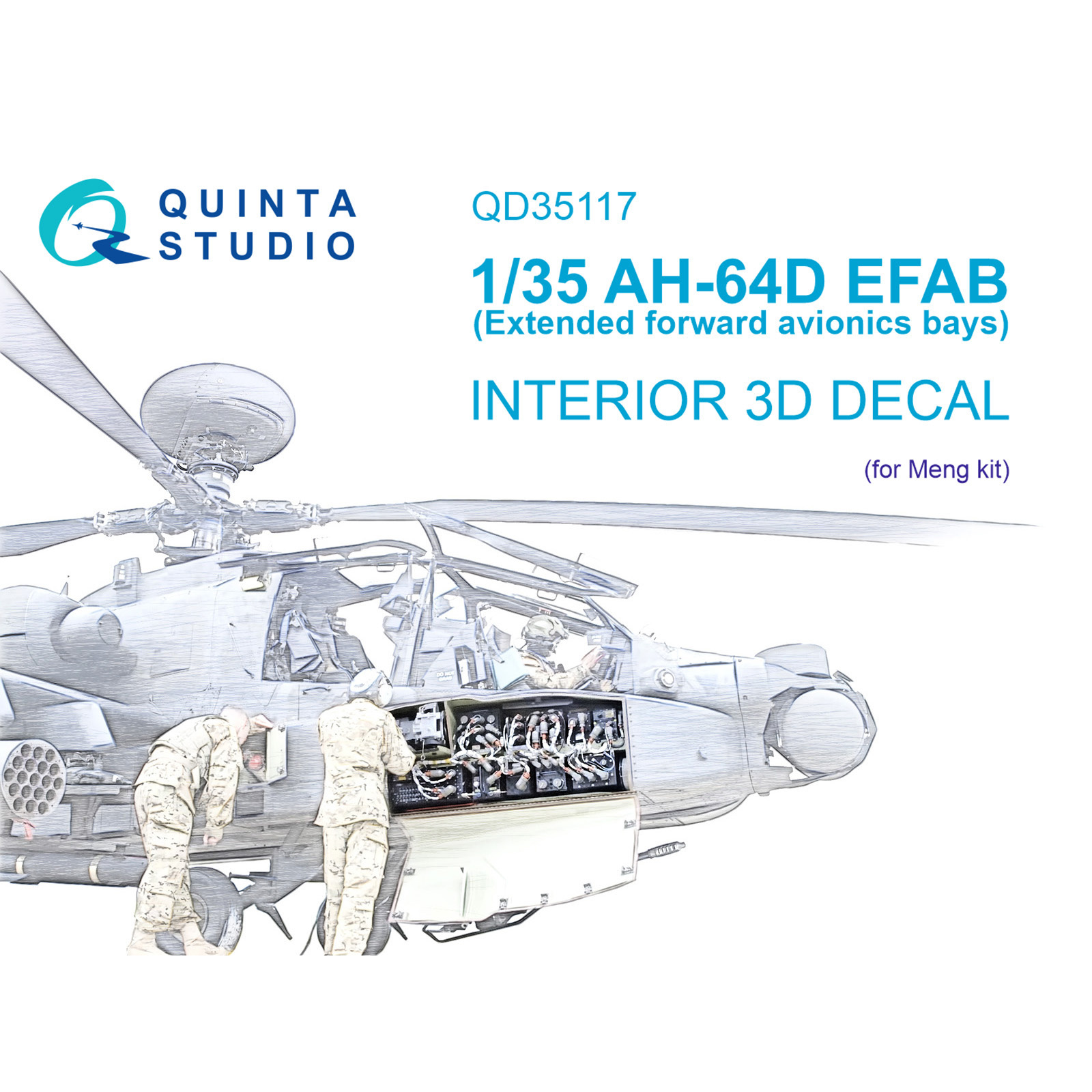 QD35117 Quinta Studio 1/35 3D Декаль интерьера кабины AH-64D Расширенные передние fromсеки авионики (Meng)