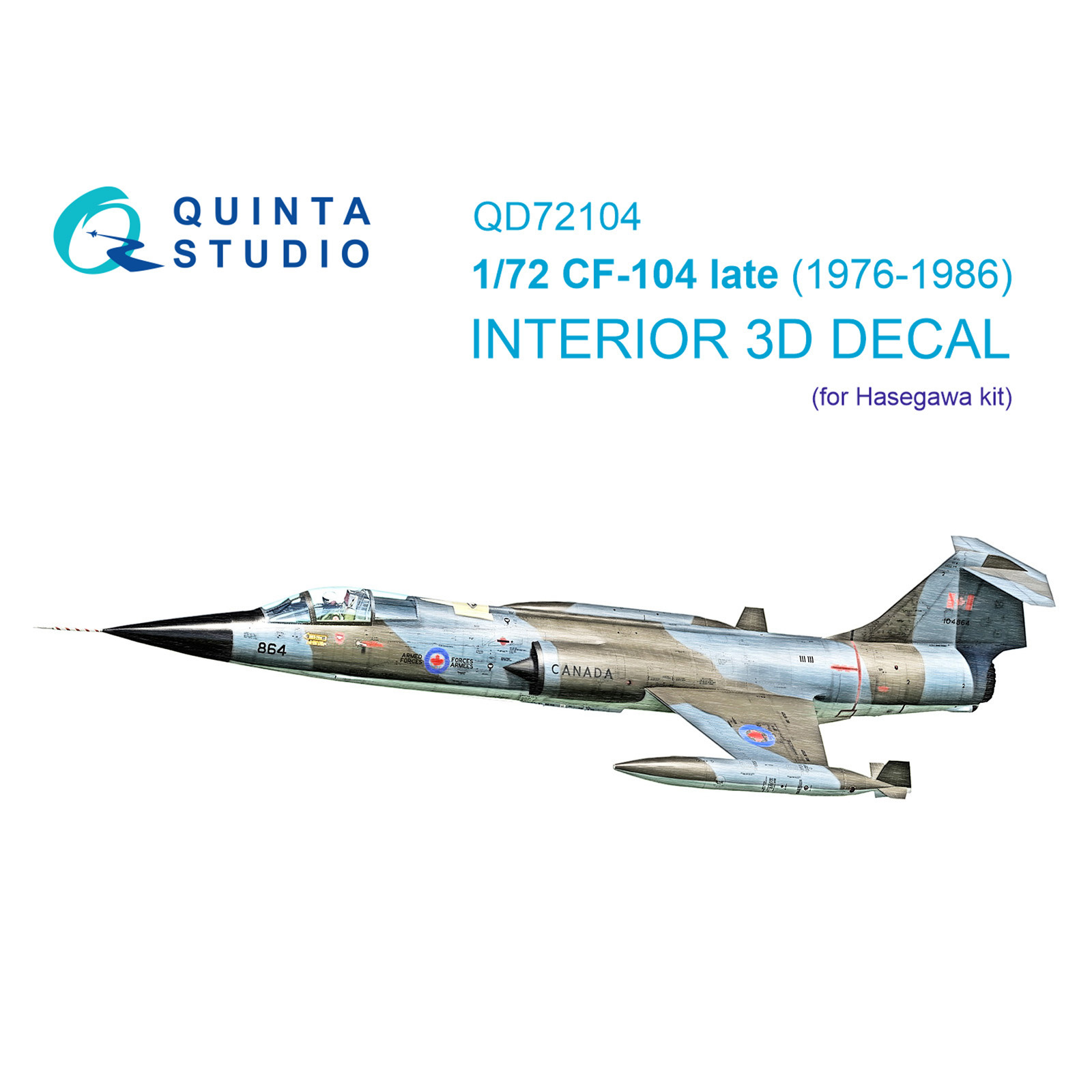 QD72104 Quinta Studio 1/72 3D Декаль интерьера кабины CF-104 late (Hasegawa)