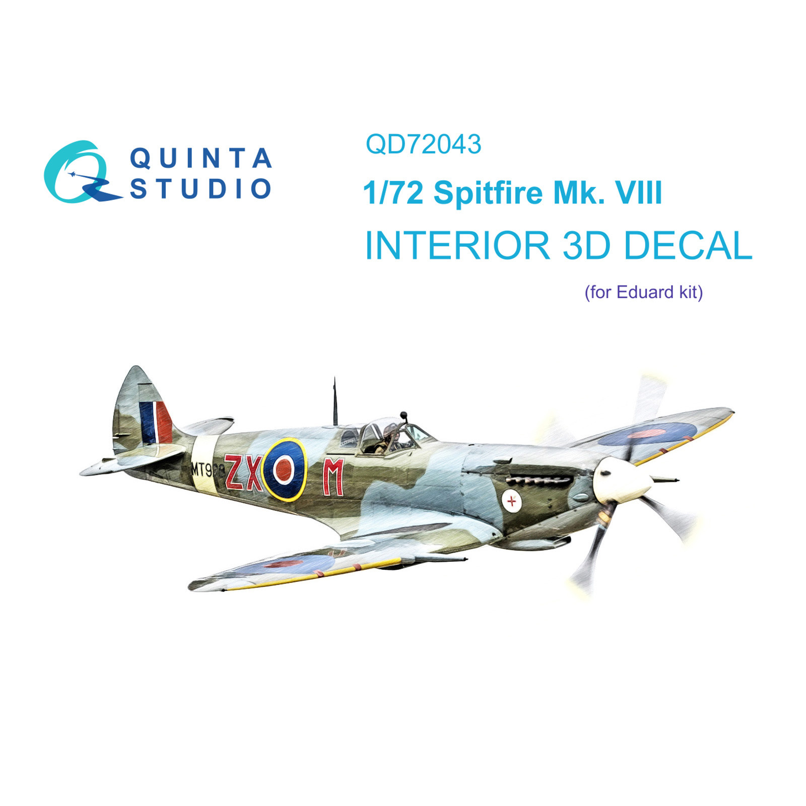 QD72043 Quinta Studio 1/72 3D Cabin Interior Decal Spitfire Mk.VIII (Eduard)