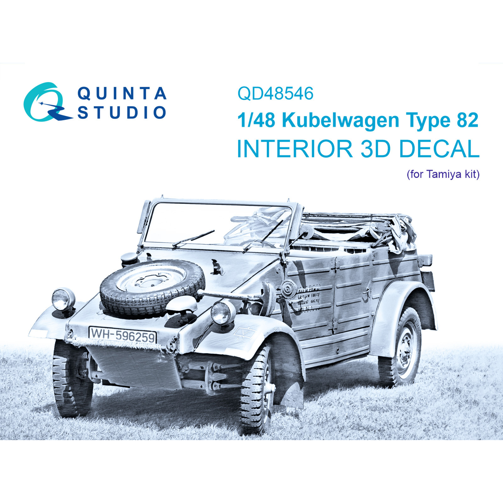 QD48546 Quinta Studio 1/48 3D Декаль интерьера кабины Kubelwagen Type 82 (Tamiya)