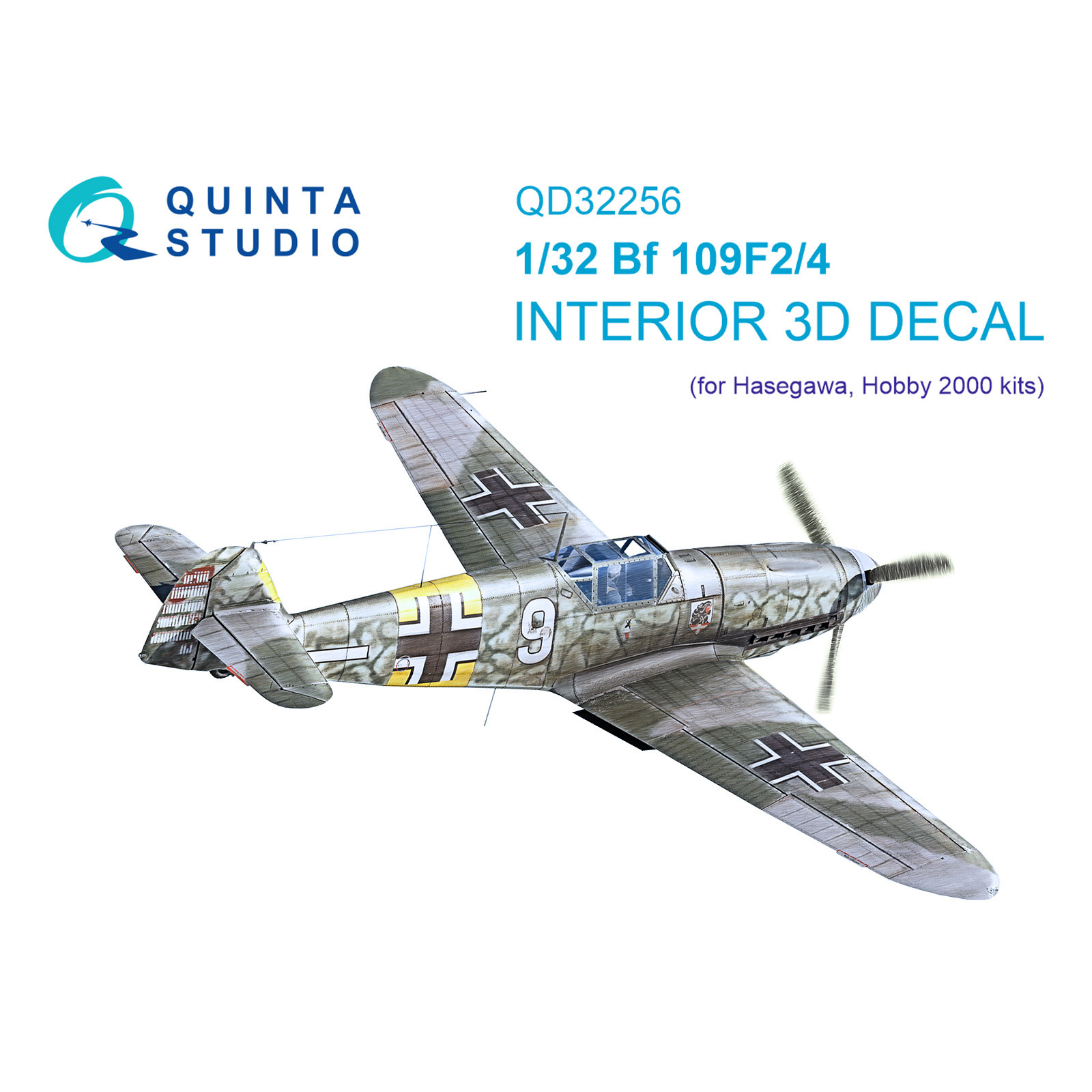 QD32256 Quinta Studio 1/32 3D Декаль интерьера кабины Bf 109F2/F4 (Hasegawa)
