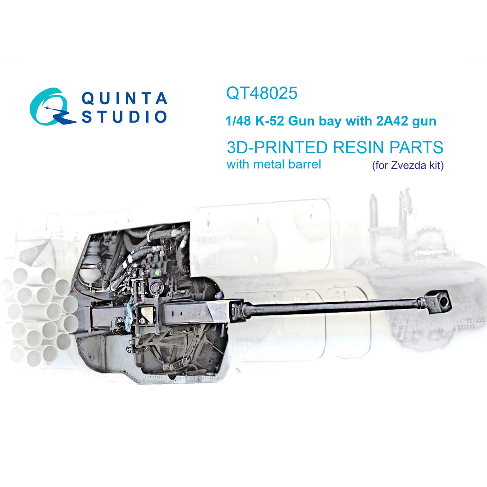 QT48025 Quinta Studio 1/48 Оружейный fromсек с пушкой 2А42 для К-52 (Zvezda)