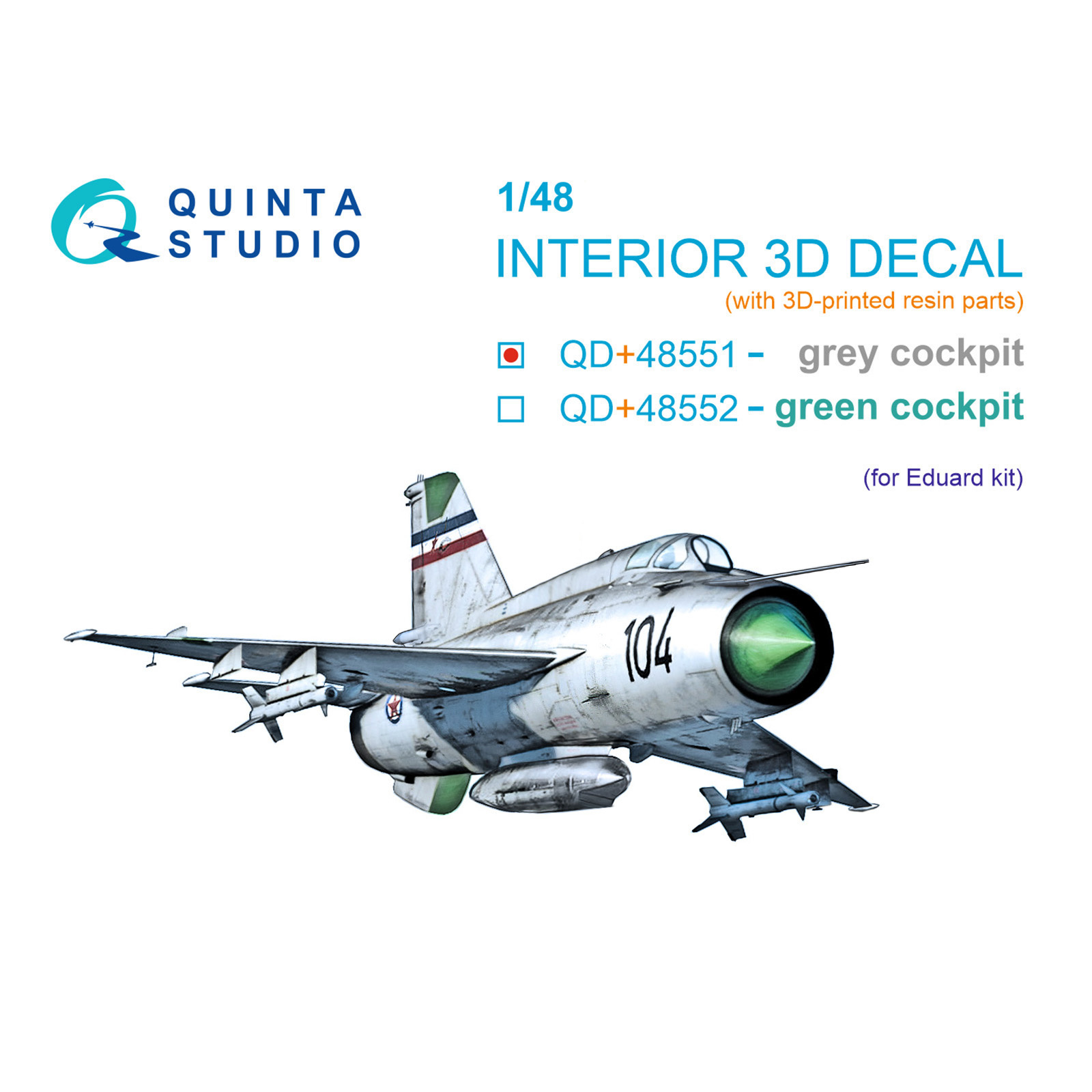 QD+48551 Quinta Studio 1/48 3D Декаль интерьера кабины MiGG-21Р, серые панели (Eduard) (с 3D-печатными деталями)