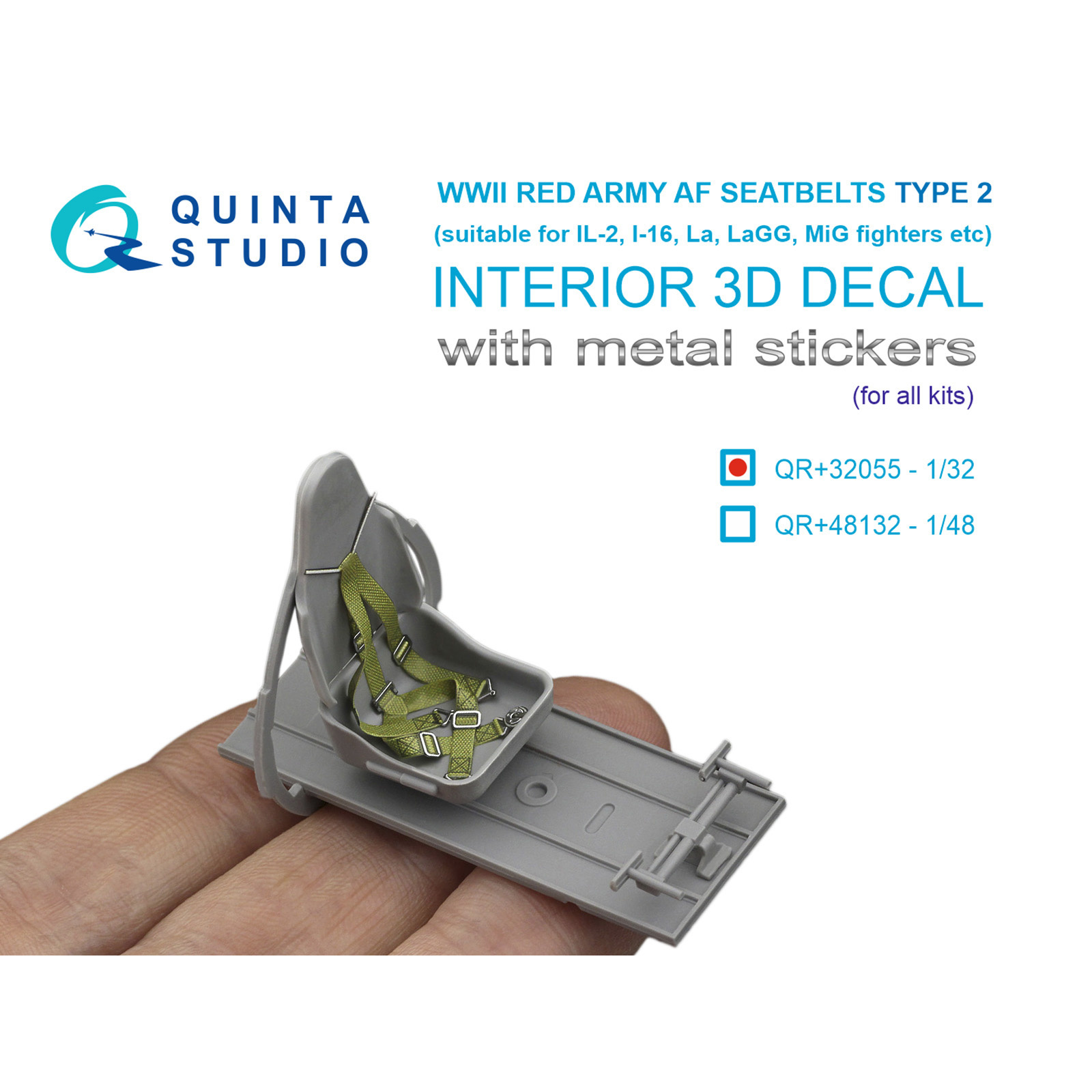 QR+32055 Quinta Studio 1/32 Комплект ремней для самолета ВВС РККА тип 2, ВОВ (с металлическими пряжками) (для allх моделей)