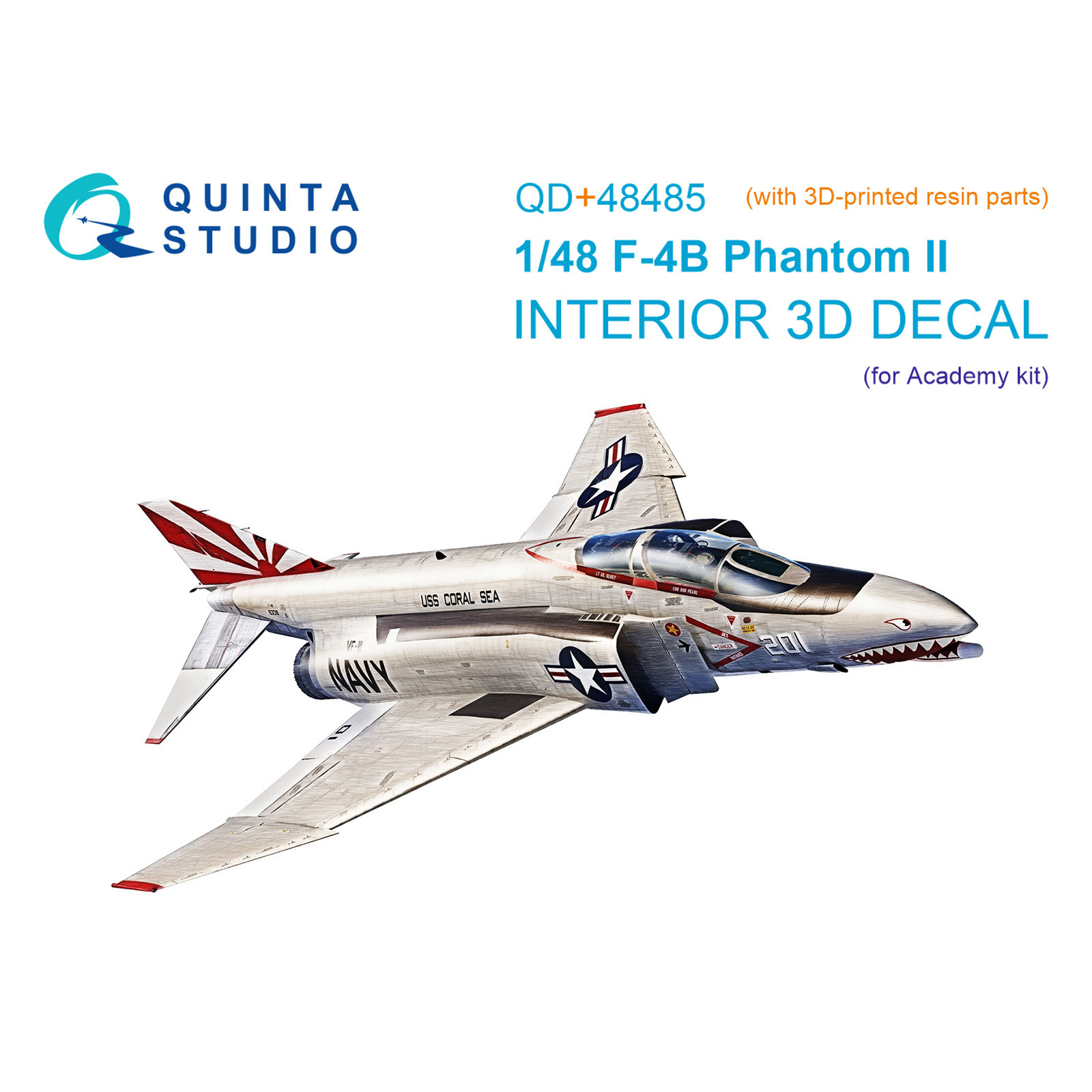 QD+48485 Quinta Studio 1/48 3D Декаль интерьера для F-4B Phantom II (Academy) (с 3D-печатными деталями)