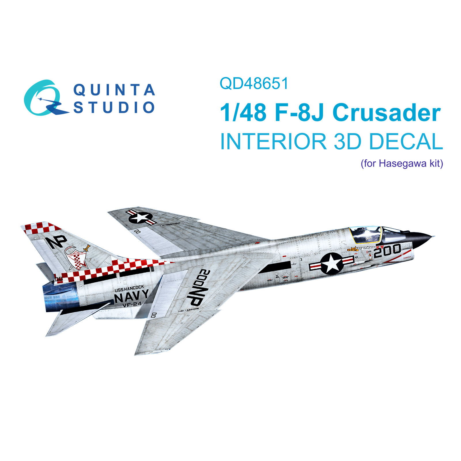QD48651 Quinta Studio 1/48 3D Декаль интерьера кабины F-8J Crusader (Hasegawa/Hobby 2000)