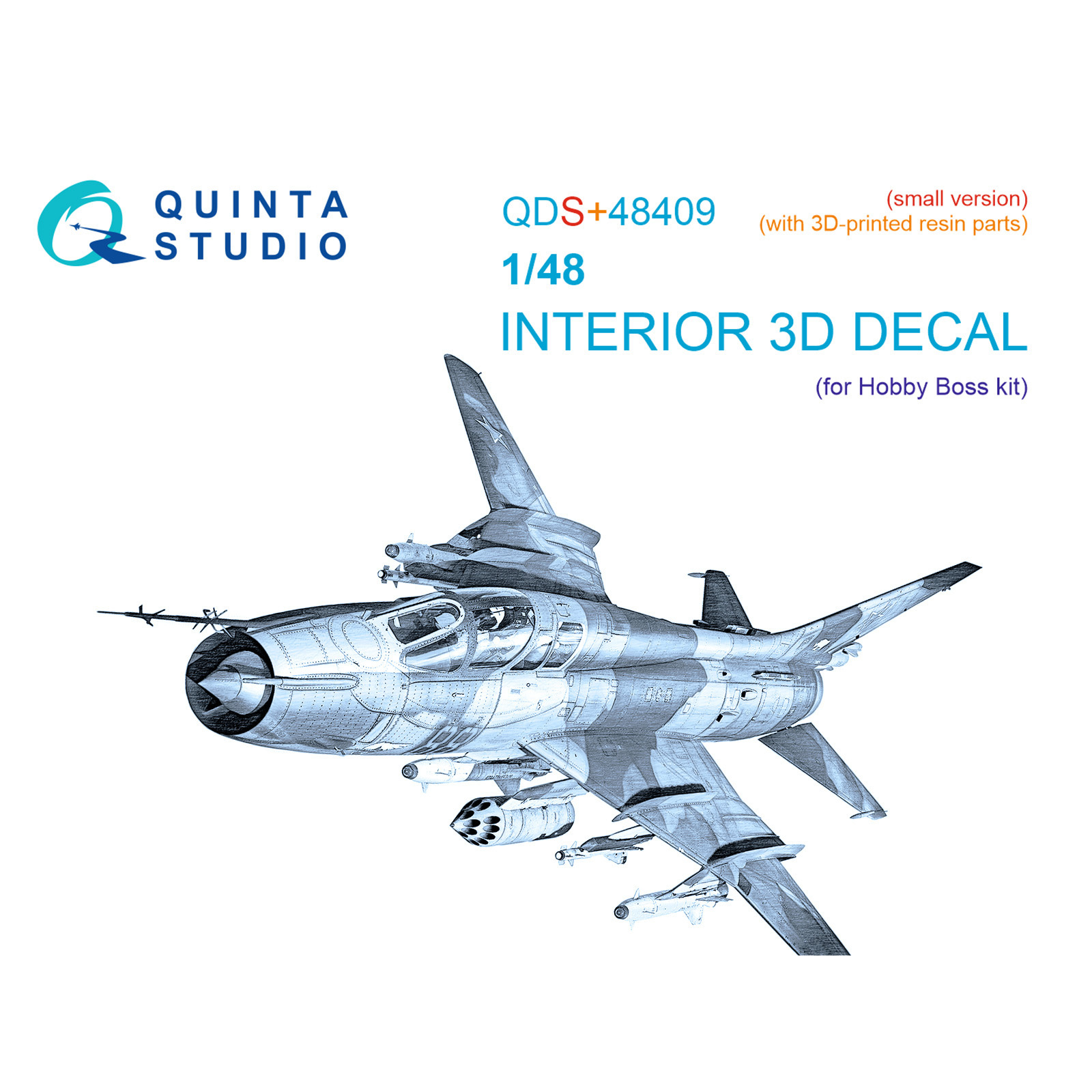 QDS+48409 Quinta Studio 1/48 3D Декаль интерьера кабины Суххой-17УМ3 (HobbyBoss) (Малая версия) (с 3D-печатными деталями)