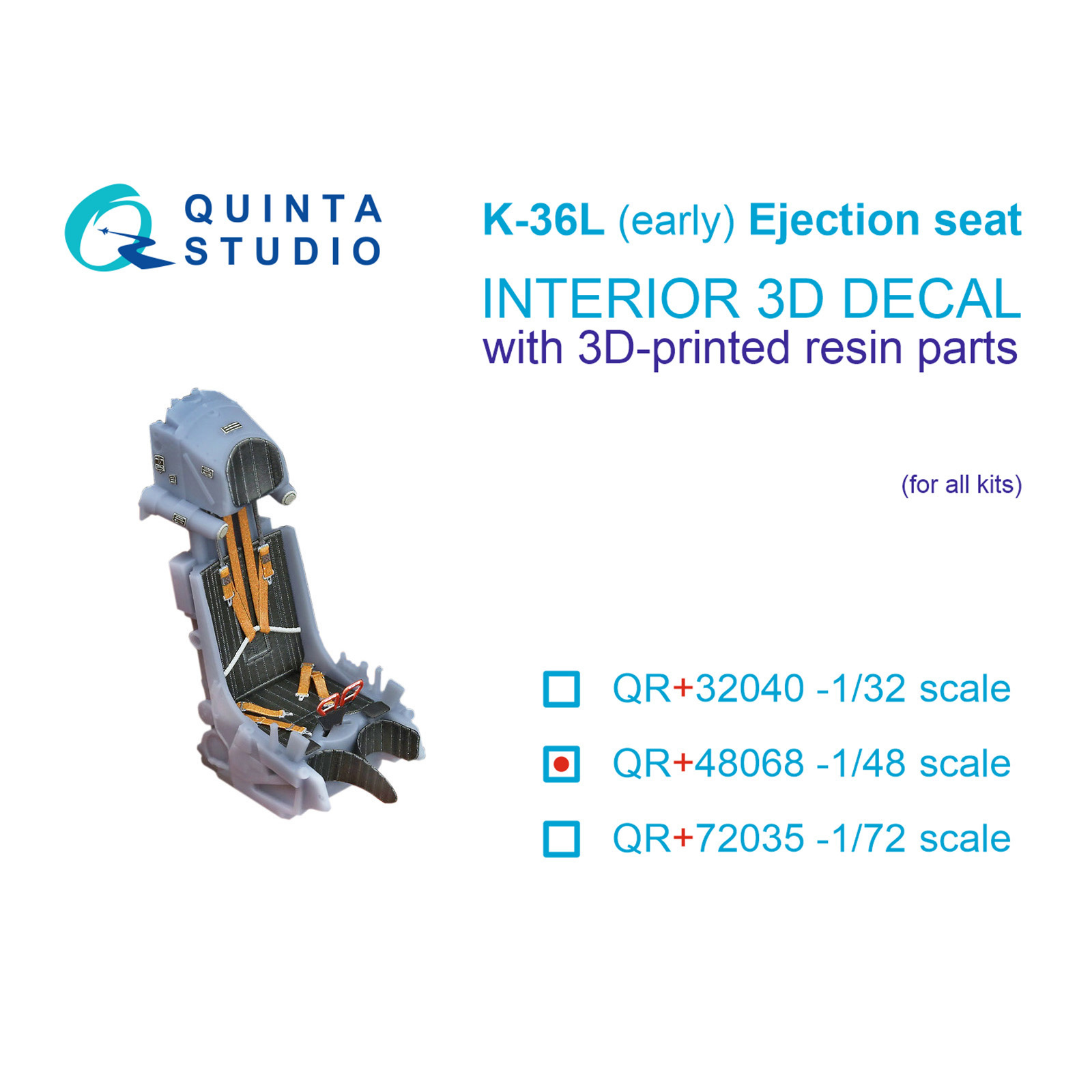 QR+48068 Quinta Studio 1/48 Катапультное кресло К-36Л (раннее) (для С-25 to 2007 г.) (Для allх моделей)