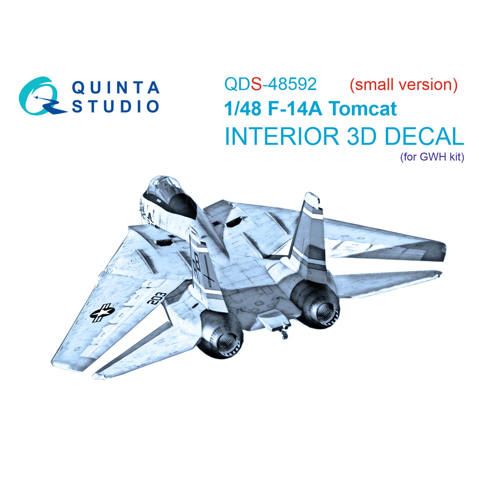 QDS-48592 Quinta Studio 1/48 3D Декаль интерьера кабины F-14A Tomcat (GWH) (малая версия)