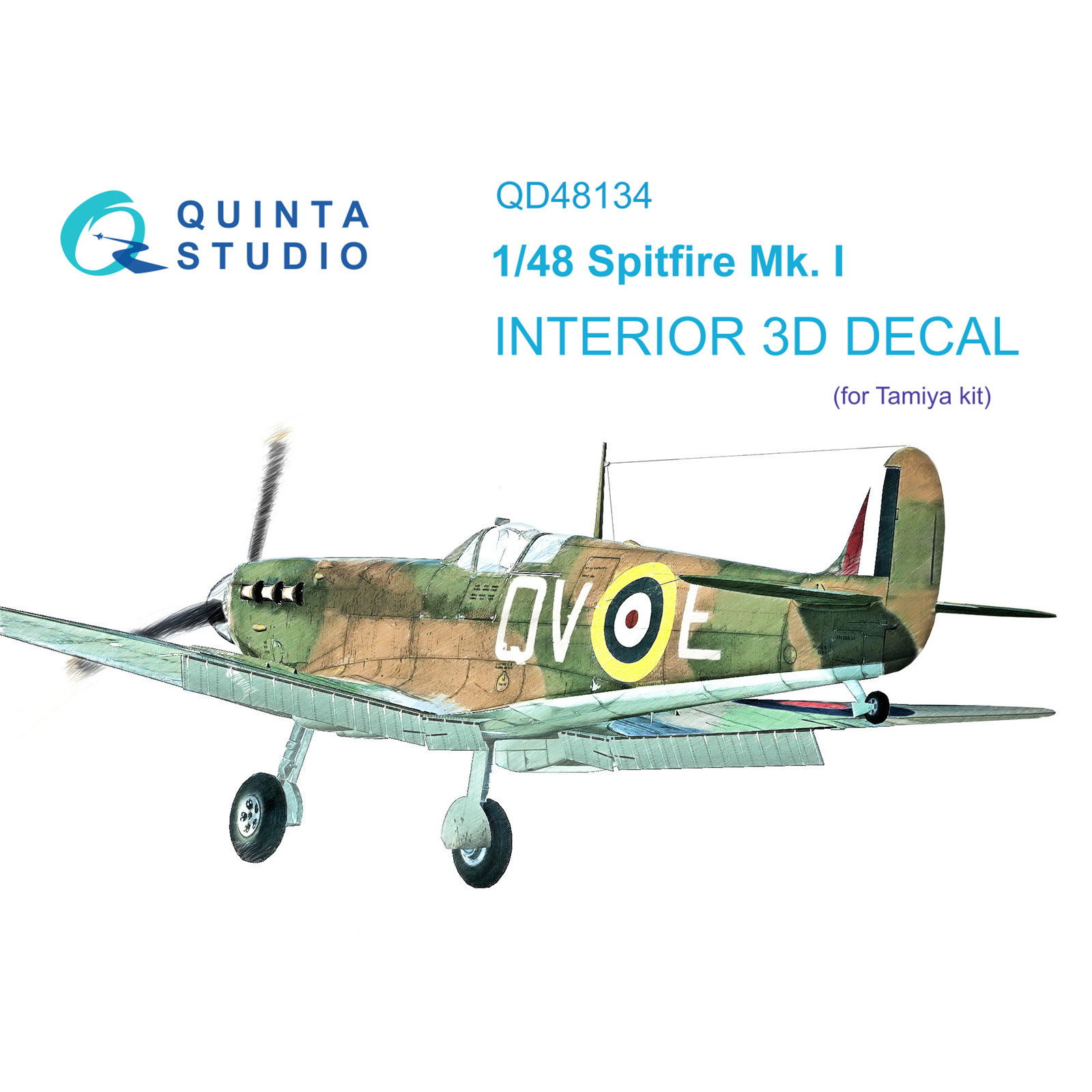 QD48134 Quinta Studio 1/48 3D Interior Decal Spitfire Mk.I (Tamiya)