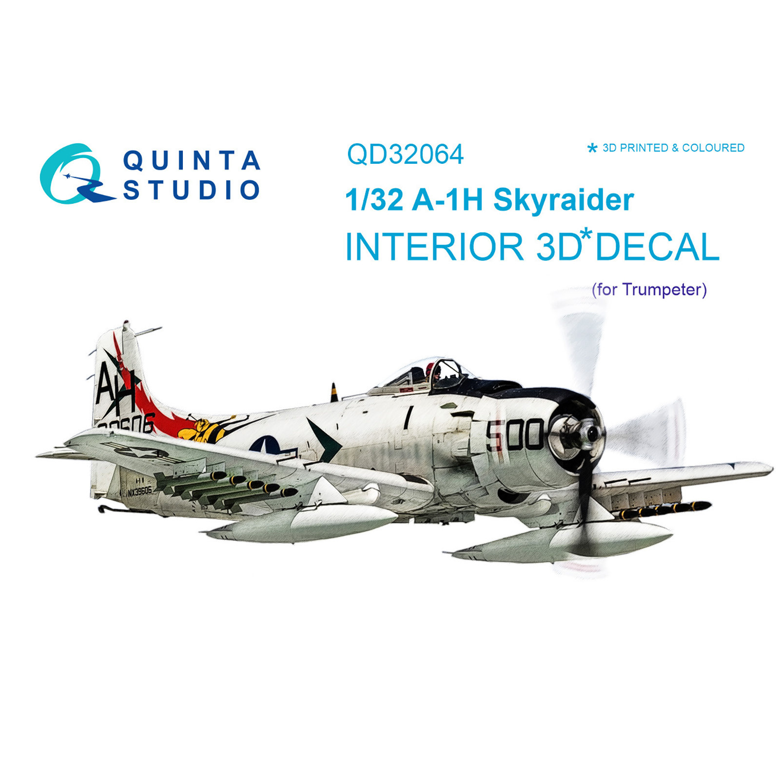 QD32064 Quinta Studio 1/32 3D Cabin Interior Decal A-1H Skyraider (for Trumpeter model)