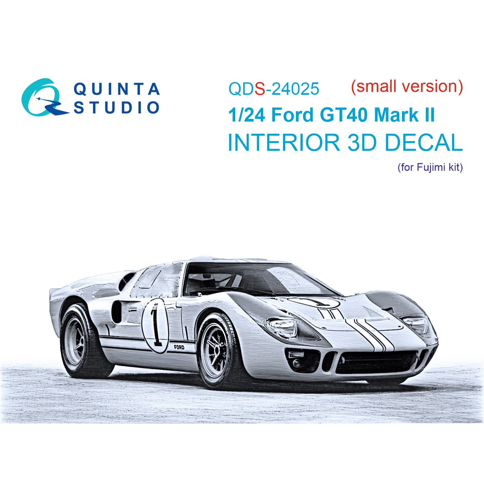 QDS-24025 Quinta Studio 1/24 3D Декаль интерьера кабины Ford GT40 Mark II (Fujimi) (Малая версия)