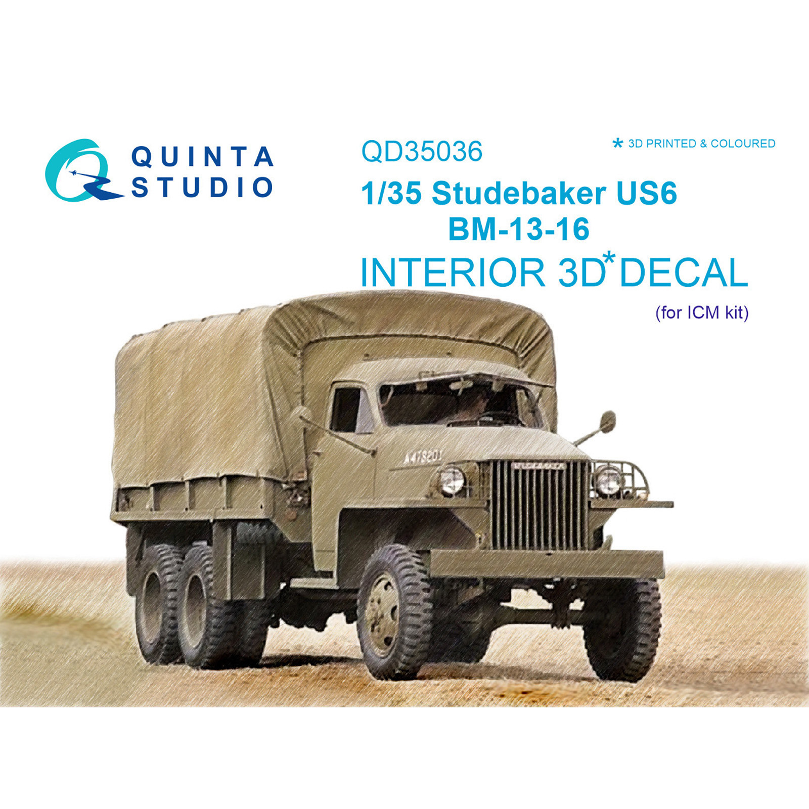 QD35036 Quinta Studio 1/35 3D Studebaker US6 Cabin Interior Decal (for ICM model)