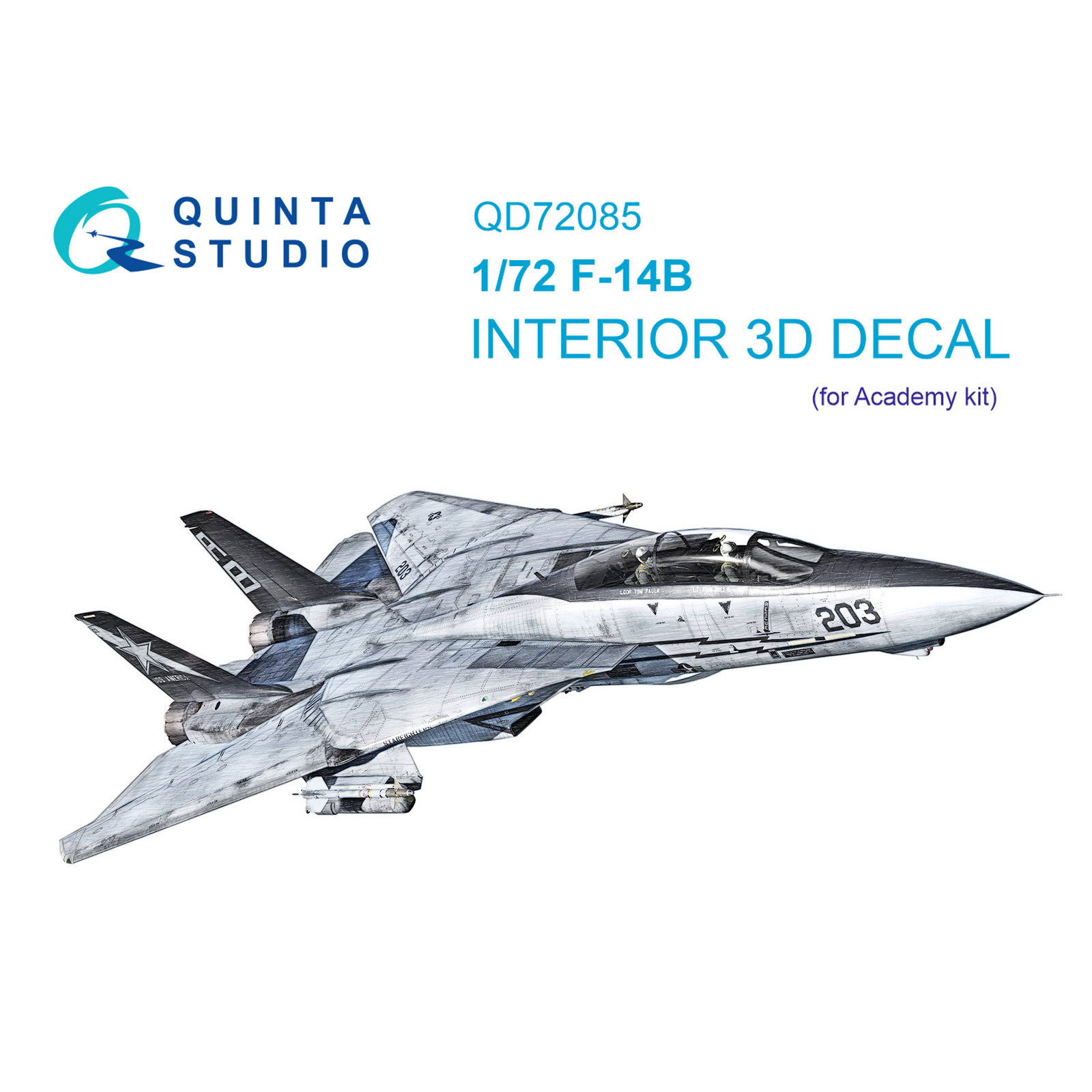 QD72085 Quinta Studio 1/72 3D Декаль интерьера кабины F-14B (Academy)