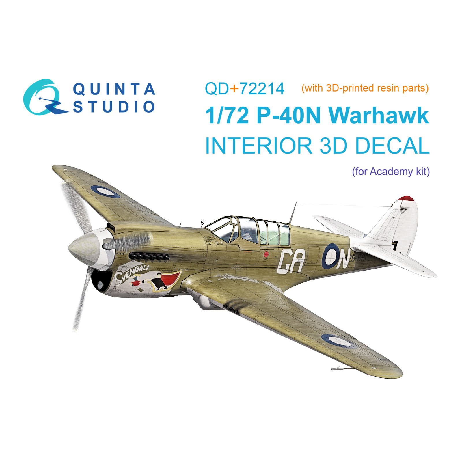 QD+72214 Quinta Studio 1/72 3D Декаль интерьера кабины P-40N Warhawk (Academy) (с 3D-печатными деталями)