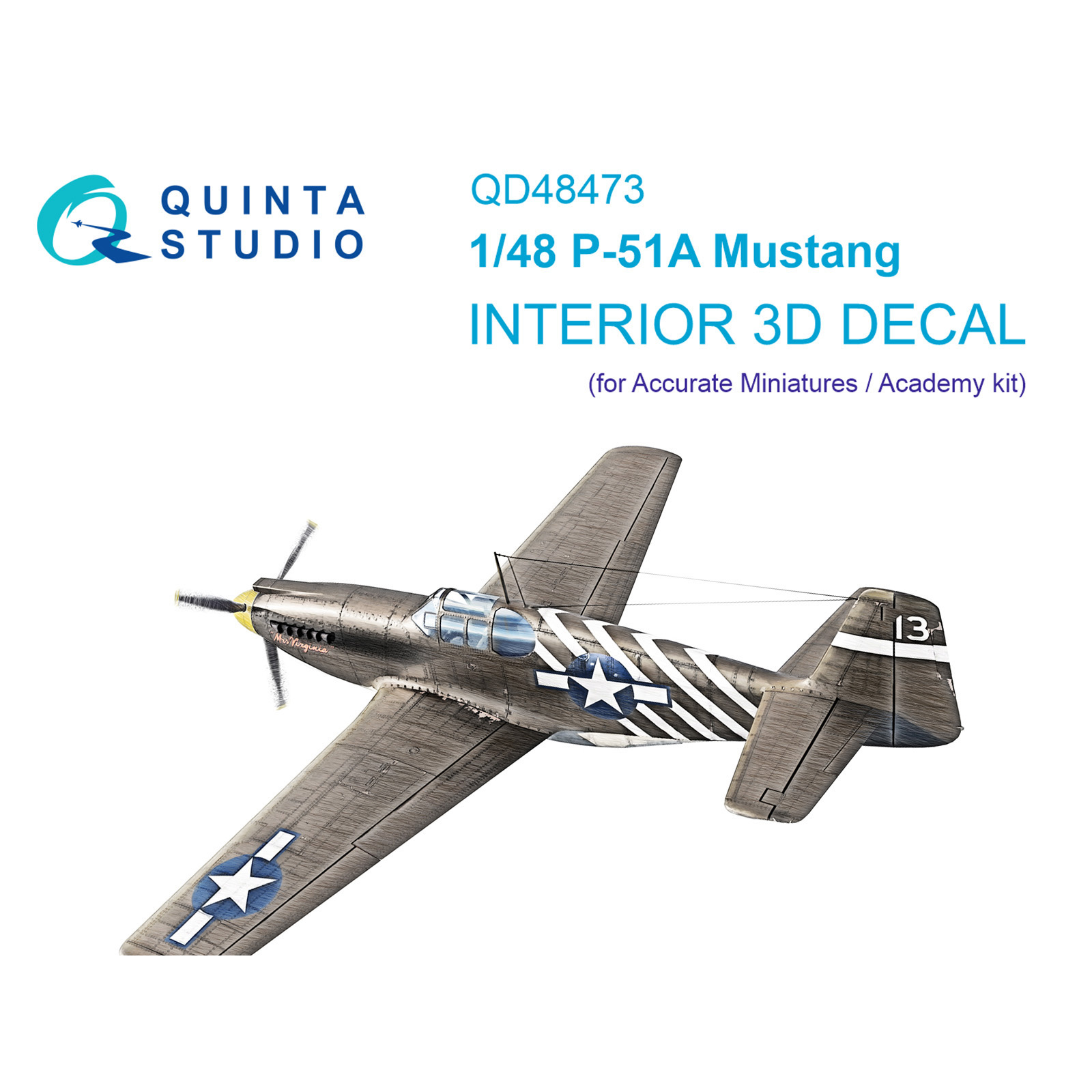 QD48473 Quinta Studio 1/48 3D Декаль интерьера кабины P-51A (Accurate Miniatures/Academy)
