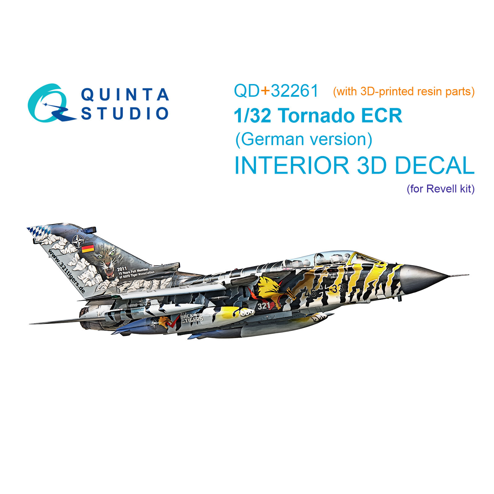 QD+32261 Quinta Studio 1/32 3D Декаль интерьера кабины Tornado ECR (ВВС Германии) (Revell) (с 3D-печатными деталями)