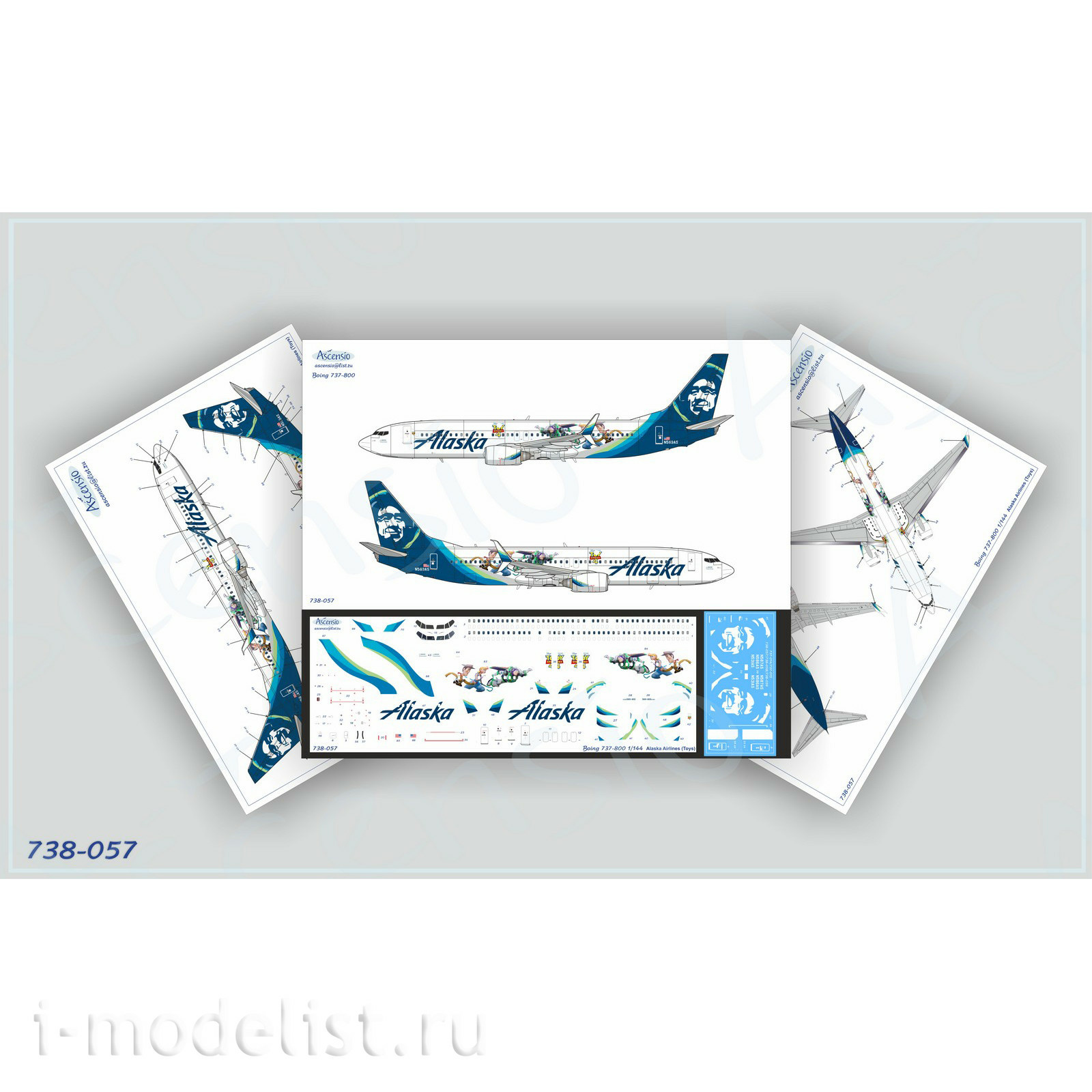 738-057 Ascensio 1/144 Decal for Boeing 737-800 (Alaska Airlines (Toys))