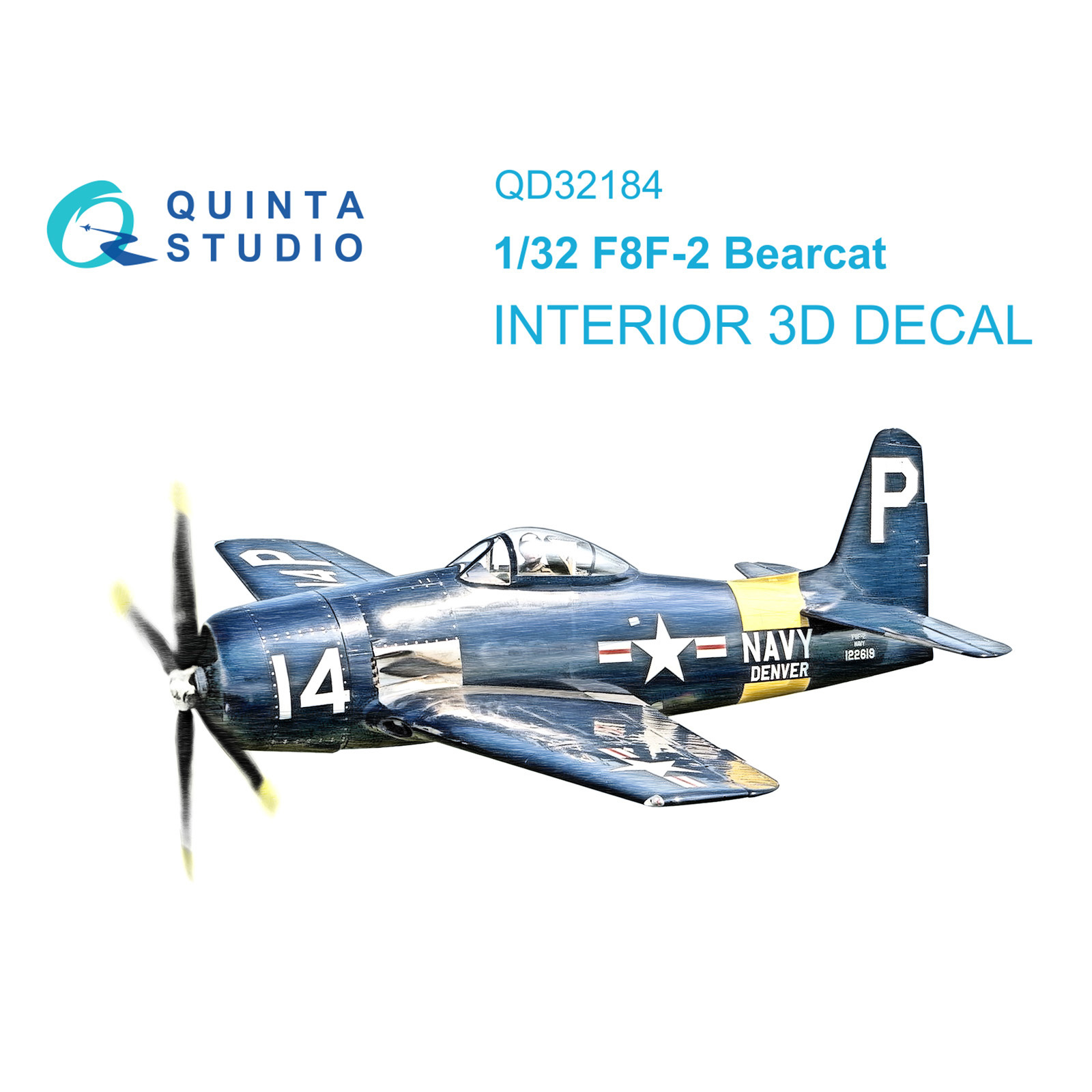 QD32184 Quinta Studio 1/32 3D Декаль интерьера кабины F8F-2 Bearcat (Т$ач)