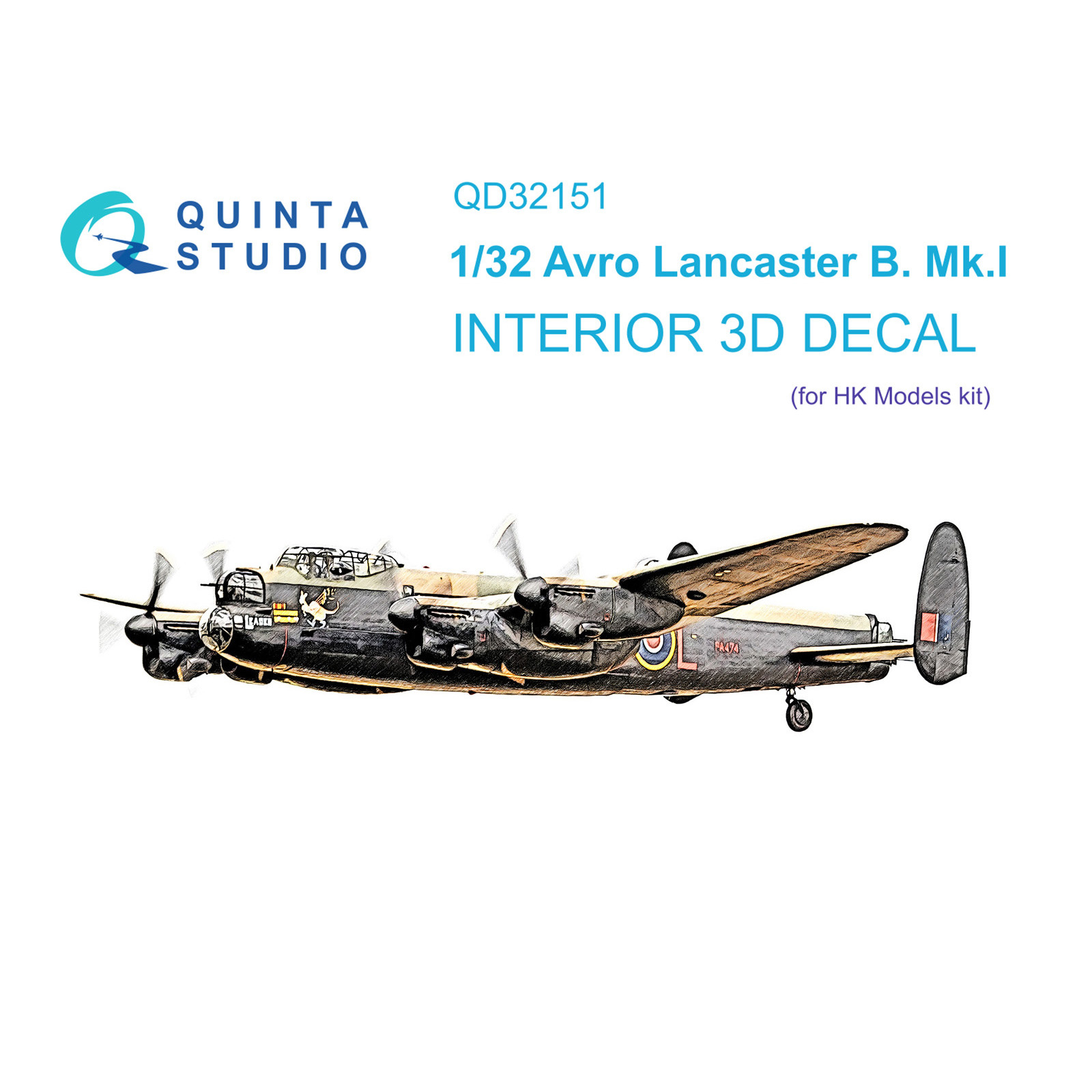 QD32151 Quinta Studio 1/32 3D Cabin Interior Decal Avro Lancaster B. Mk.I (HK Model)