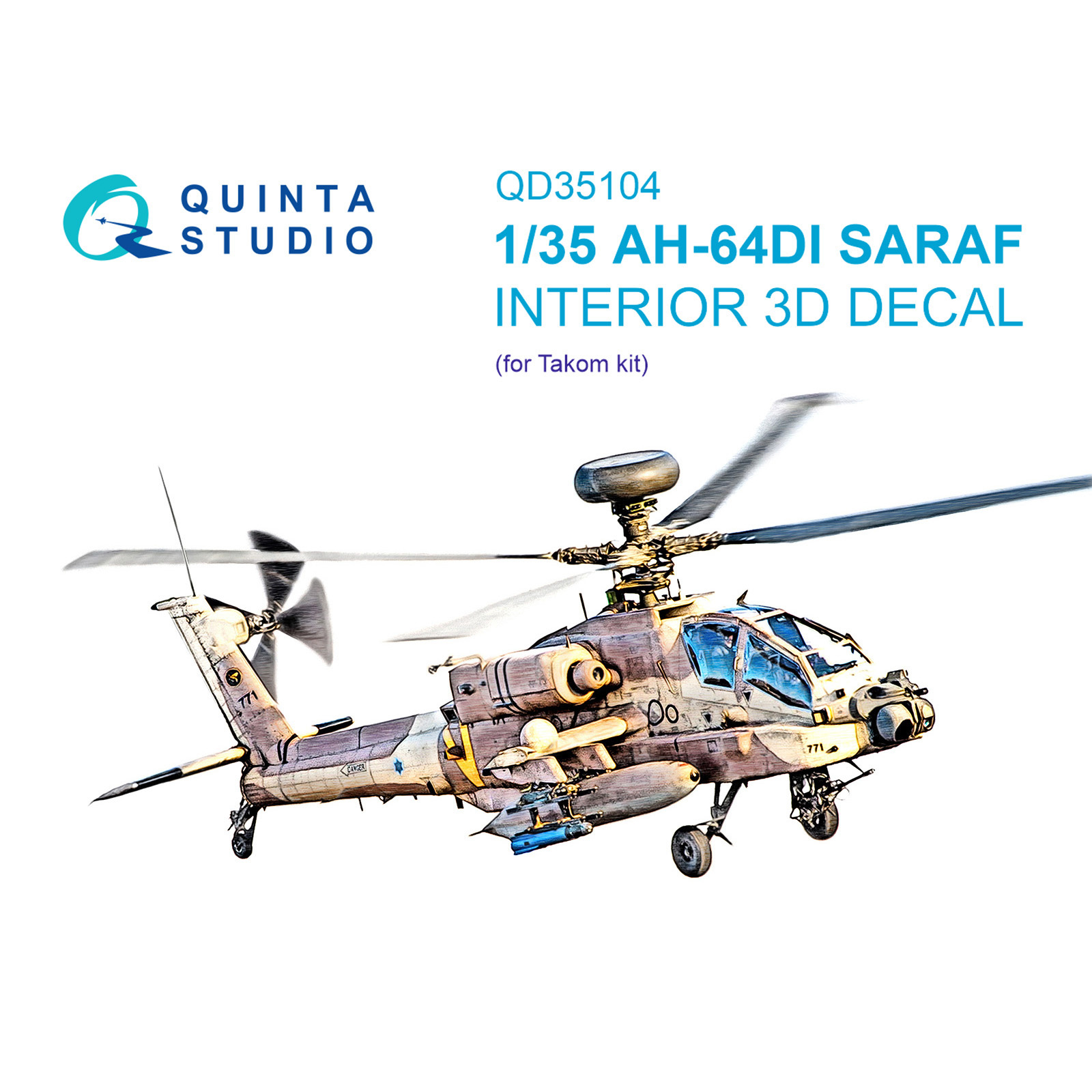 QD35104 Quinta Studio 1/35 3D Cabin Interior Decal AH-64DI Saraf (Takom)