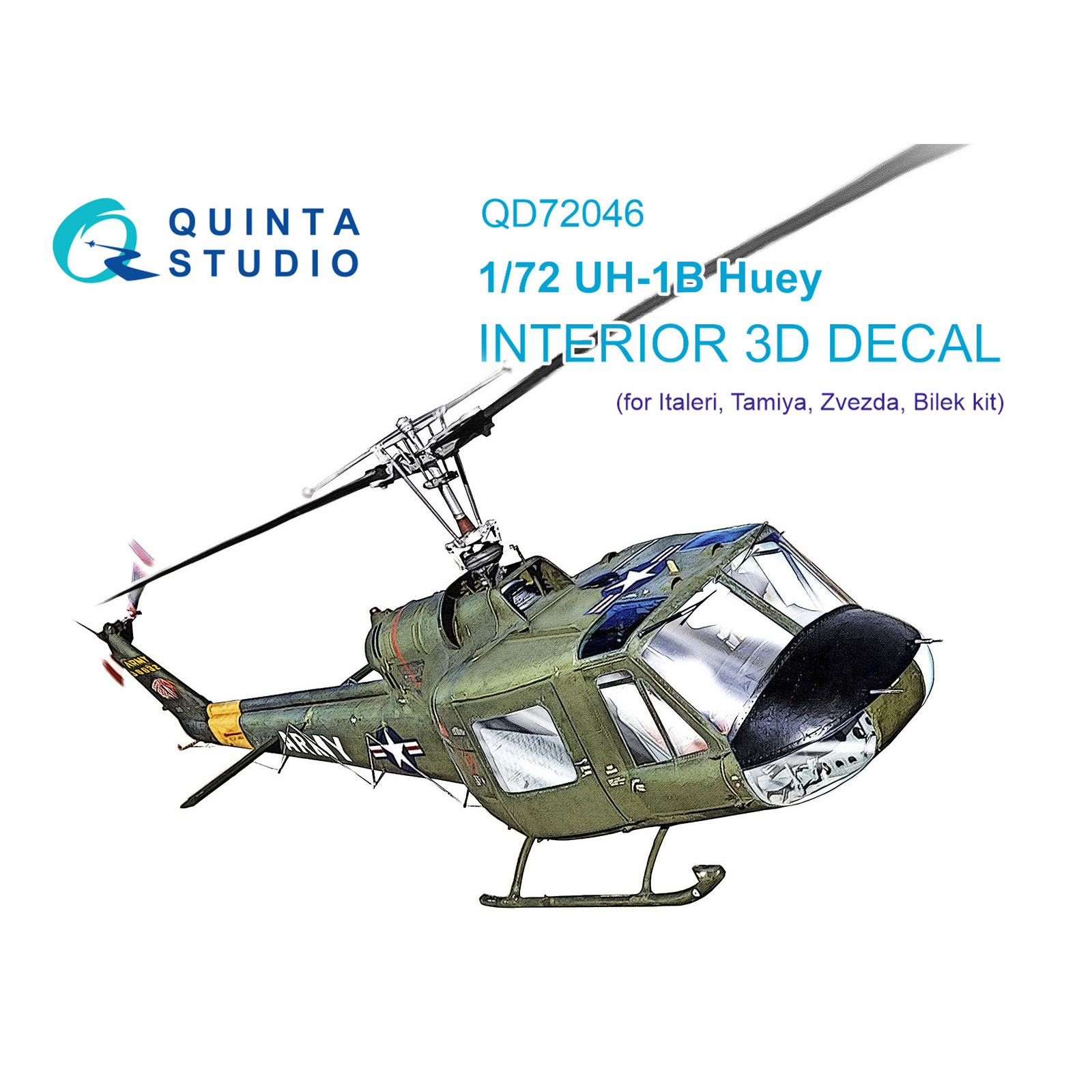 QD72046 Quinta Studio 1/72 3D Cabin Interior Decal Uh-1B (Italeri)