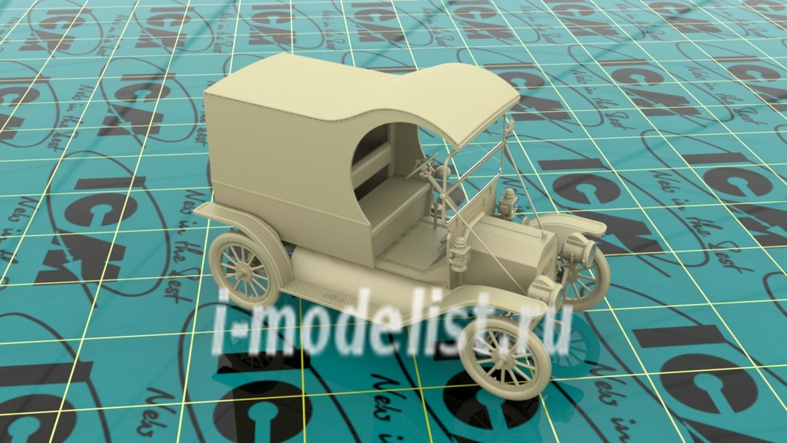 24019 ICM 1/24 Miniature gasoline delivery, Delivery van Model T 1912 with American movers
