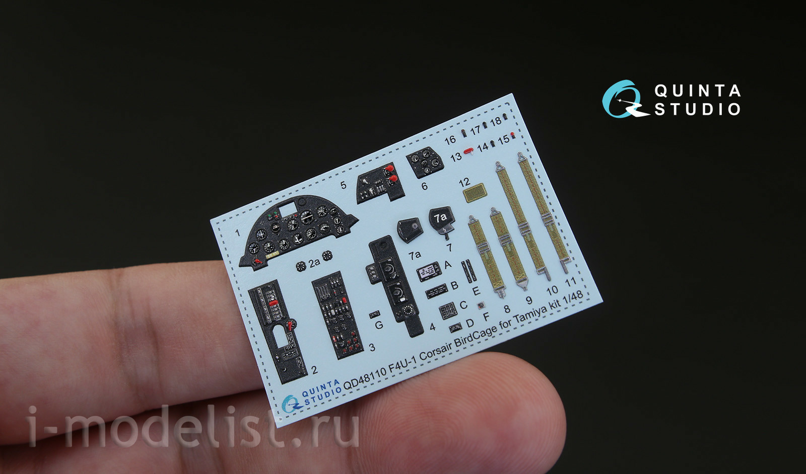 QD48110 Quinta Studio 1/48 3D Decal of the interior of the cabin F4U-1 Corsair (Bird cage) (for the Tamiya model)