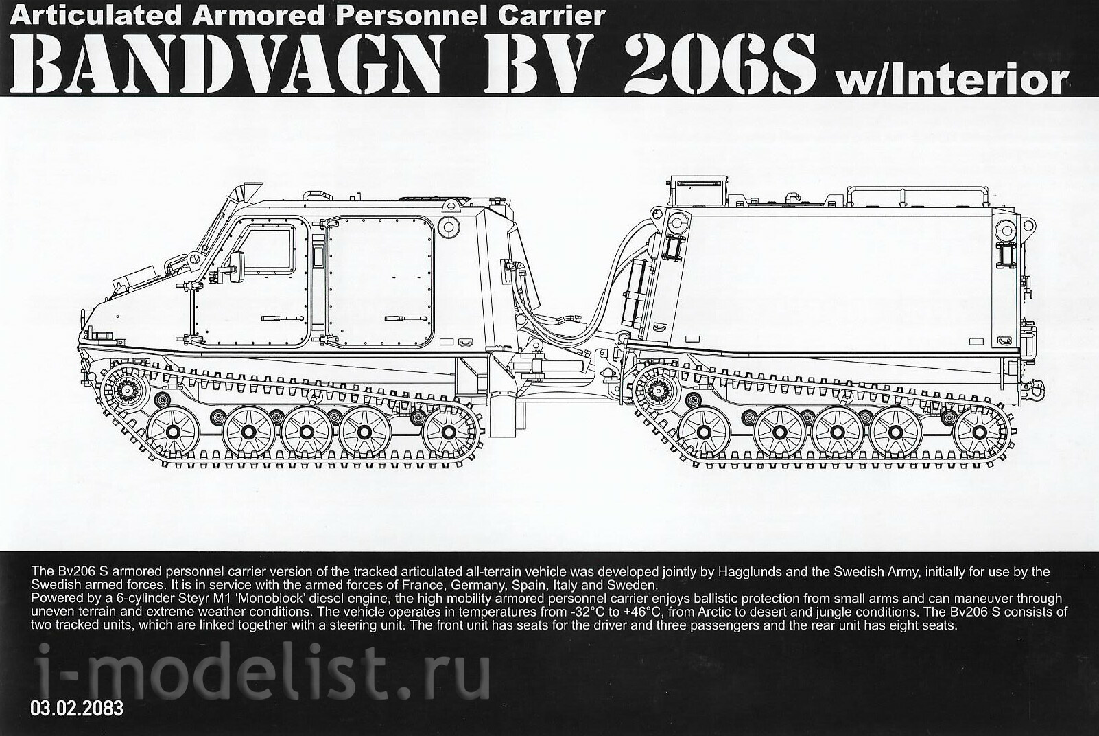 2083 Takom 1/35 Bandvagn Bv 206S Articulated Armored Personnel Carrier