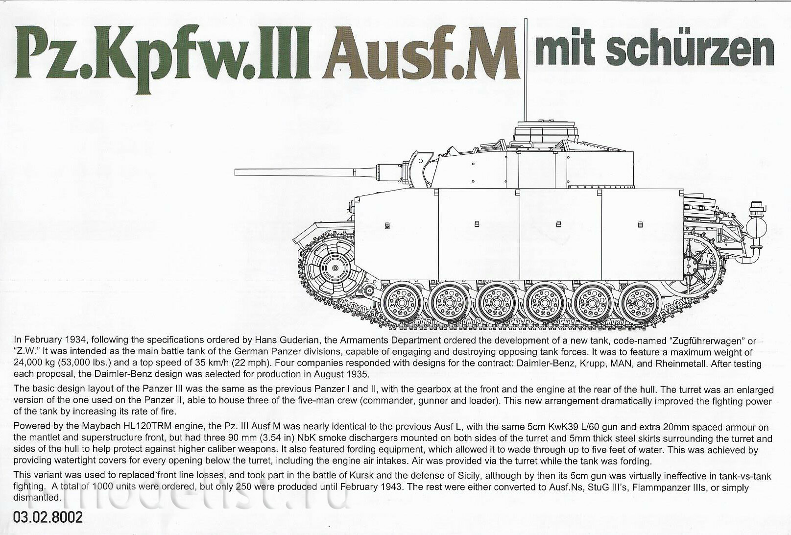 8002 Takom 1/35 Pz.Kpfw.III Ausf.M mit Schürzen