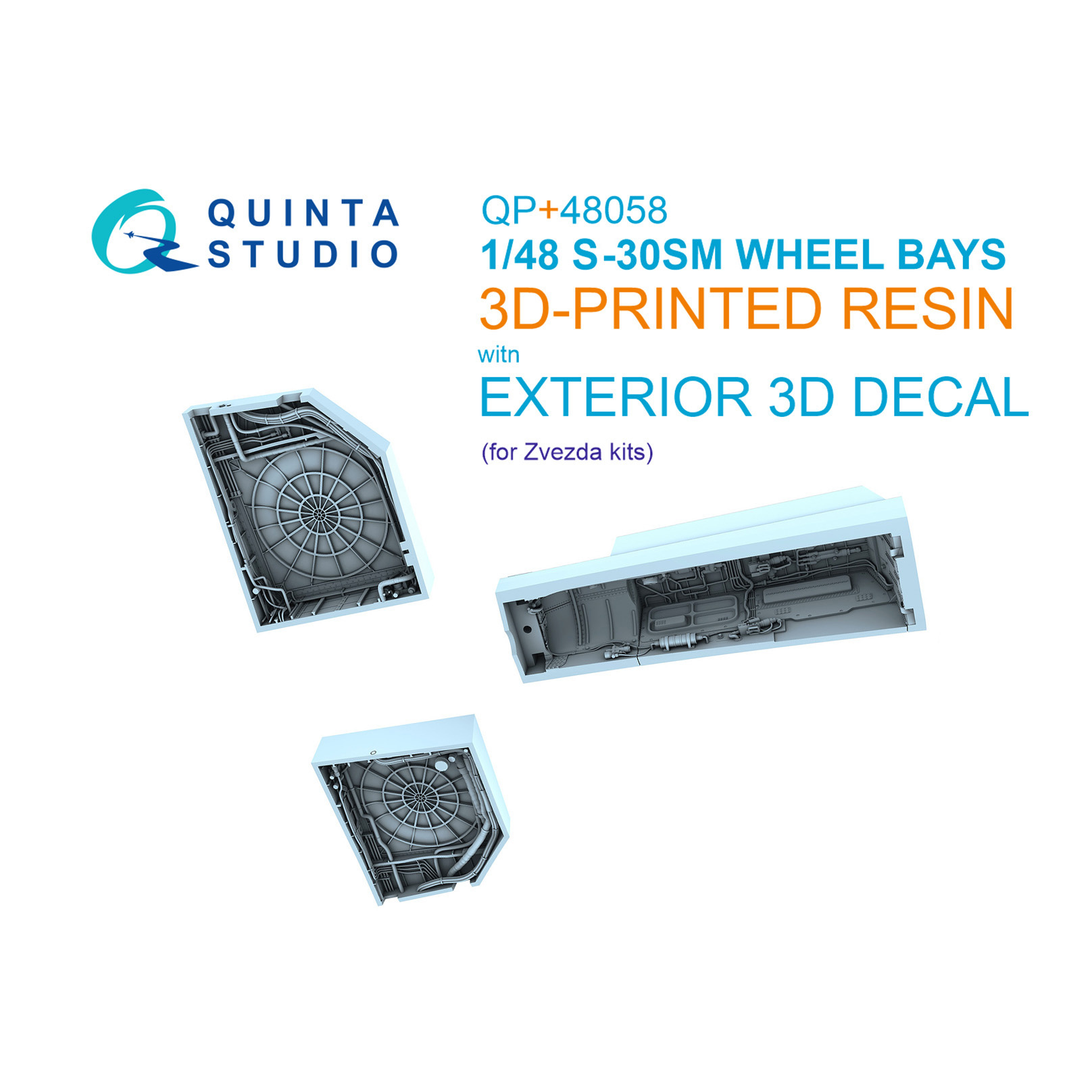 QP+48058 Quinta Studio 1/48 Ниши шасси для Суххой-30СМ (Zvezda)