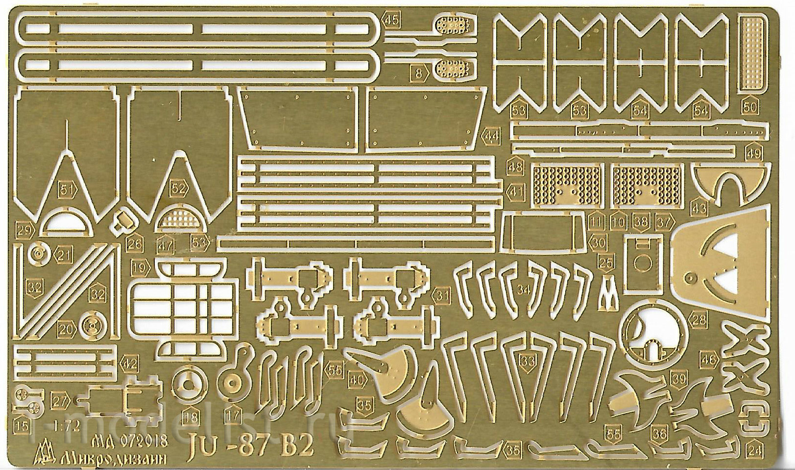 072018 Microdesign 1/72 Photo Etching Kit for Ju-87B2 (Zvezda) color Dashboards