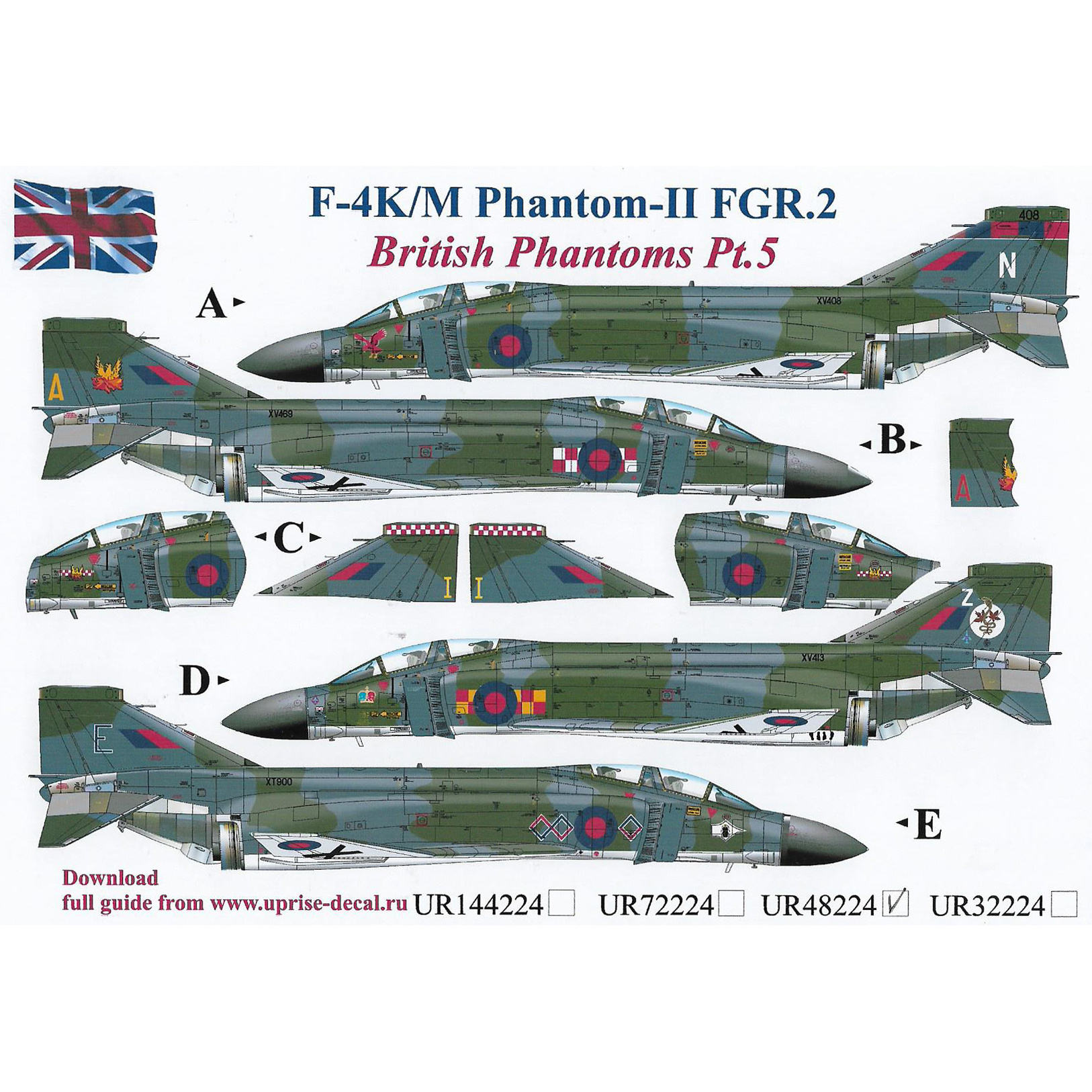 UR48224 Sunrise 1/48 Decal for F-4M Phantom-II FGR.2, British Phantoms Pt.5