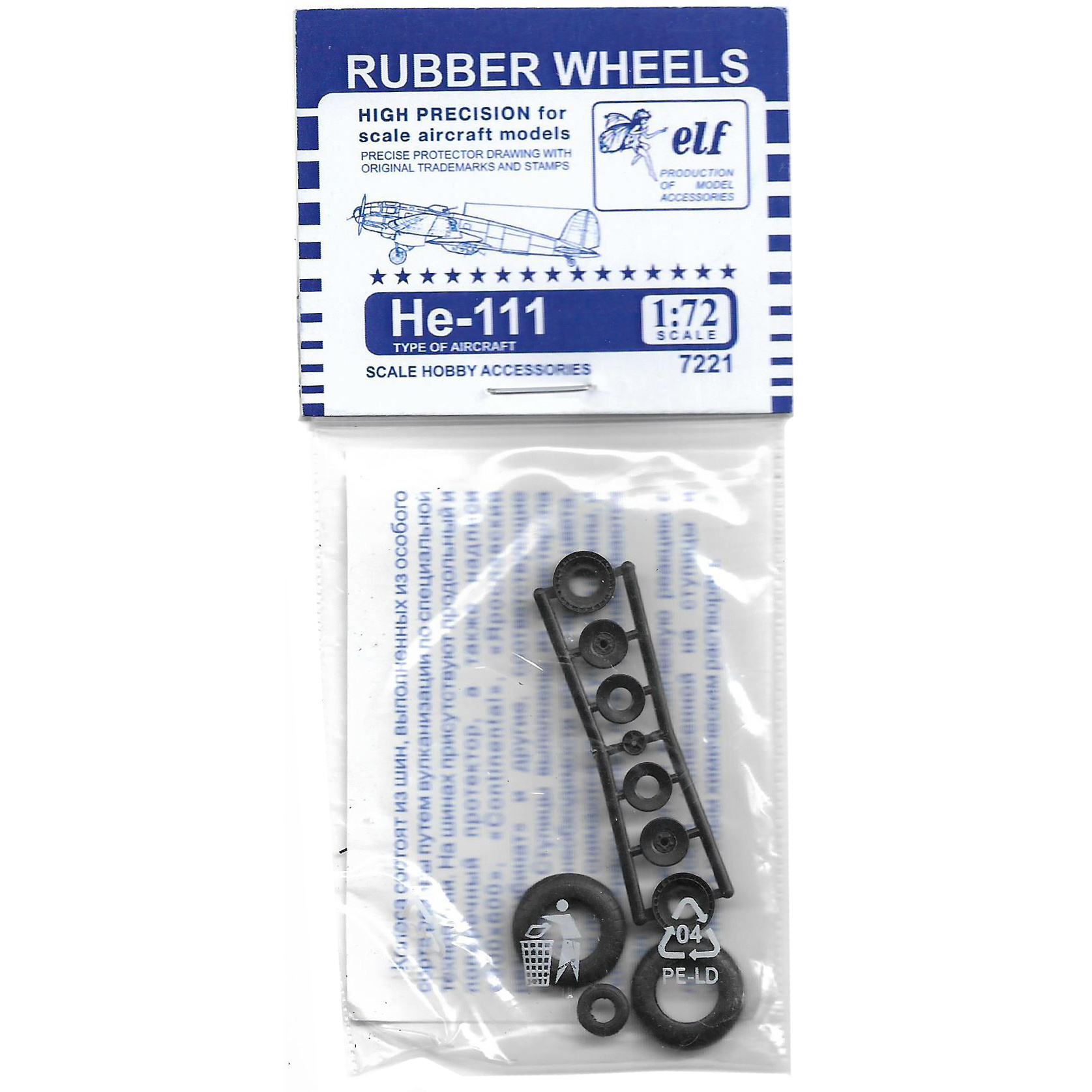 7221 Elf Productions 1/72 Wheel rubber He-111
