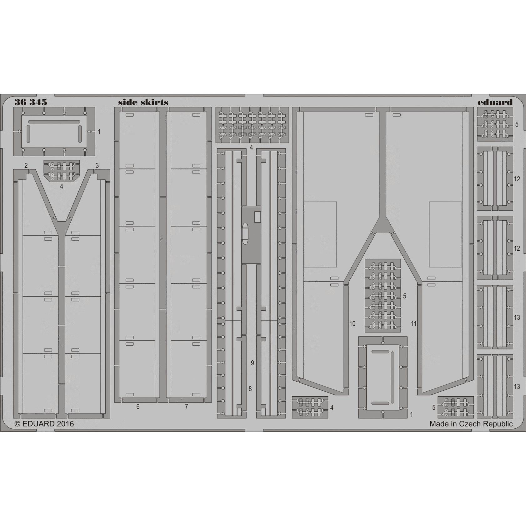 36345 Eduard 1/35 photo etched parts for tank 14 Arm, side skirts