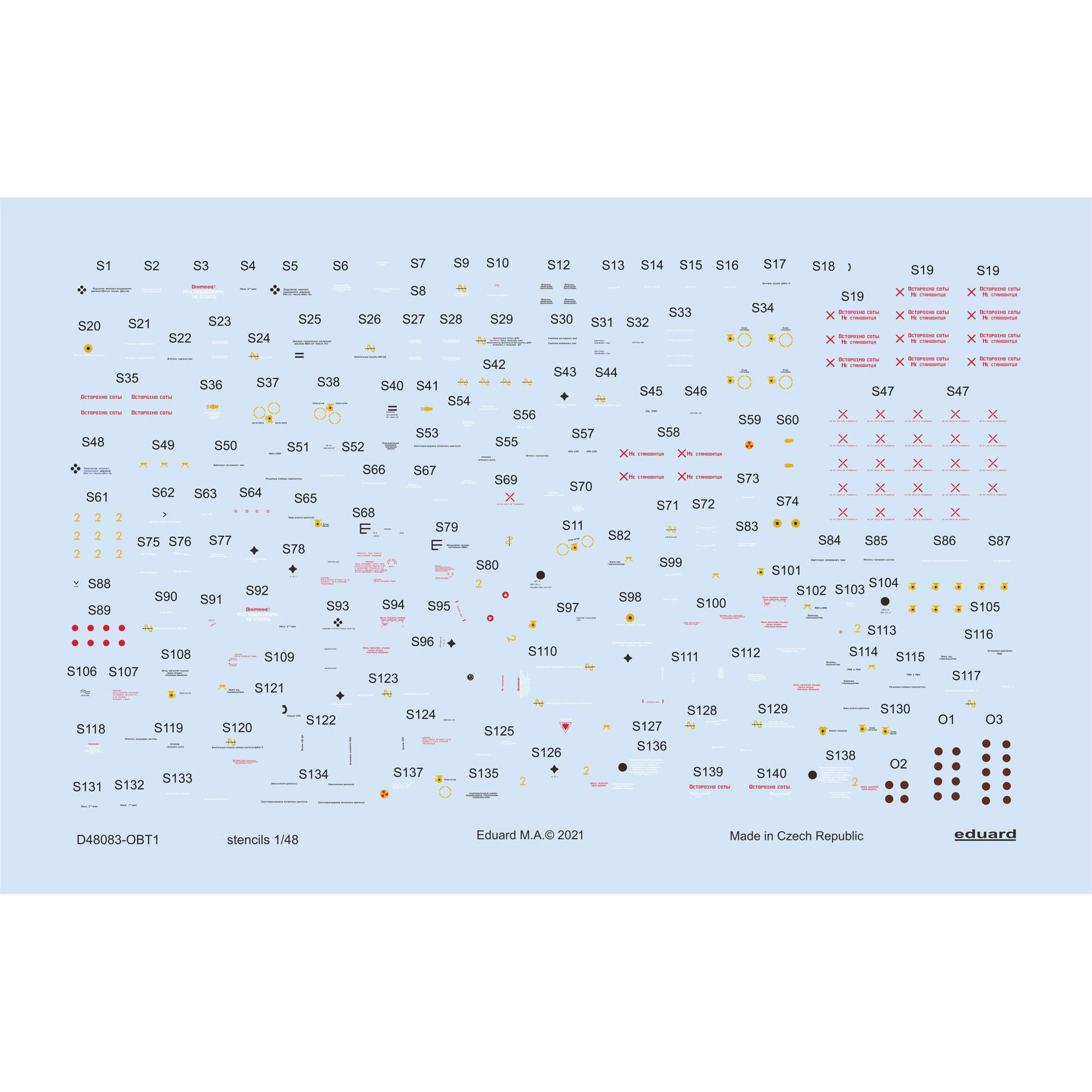 D48083 Eduard 1/48 Decal for MiGG-23BN, tech. inscriptions