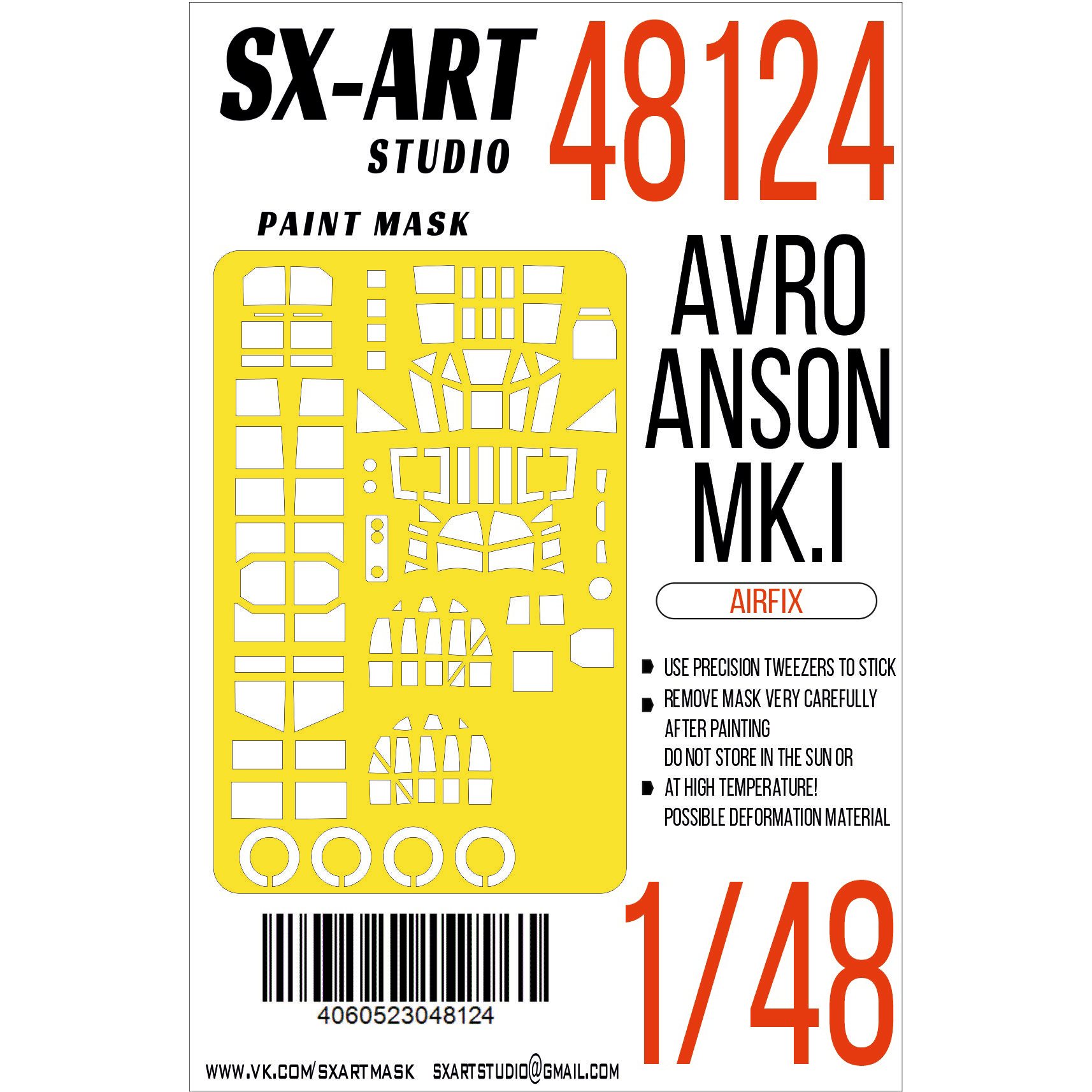 48124 SX-Art 1/48 Avro Anson Mk.I Paint Mask (Airfix)