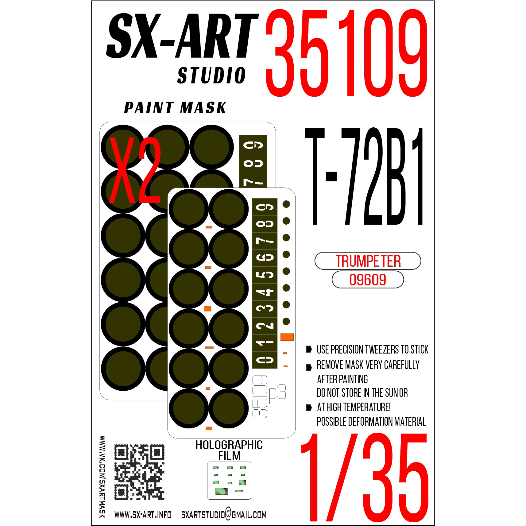 35109 SX-Art 1/35 Paint Mask T-72B1 (Trumpeter 09609)