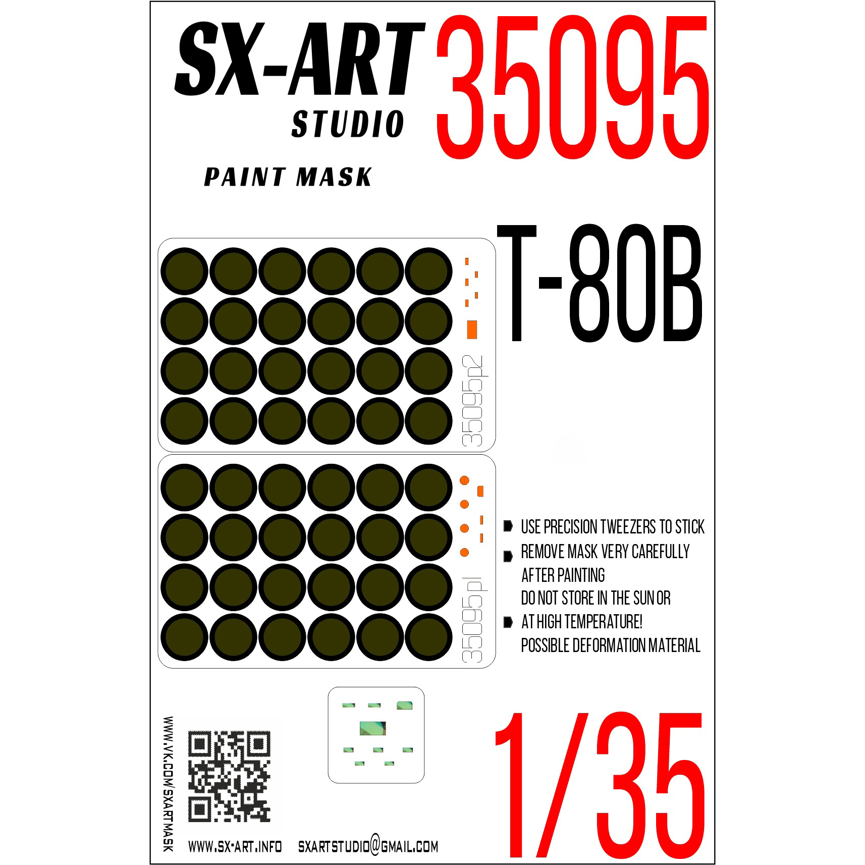 35095 SX-Art 1/35 Paint mask T-80B (Trumpeter)
