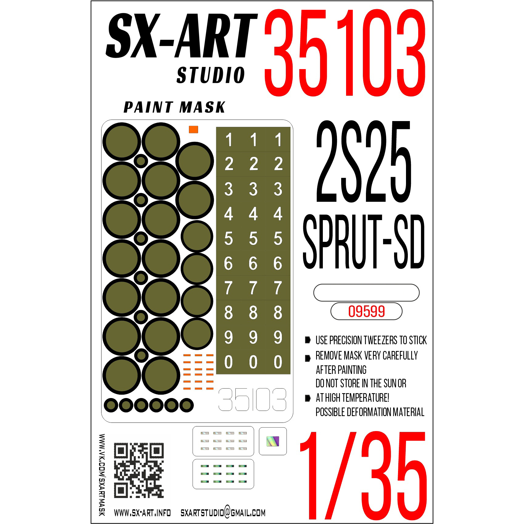 35103 SX-Art 1/35 Paint Mask 2S25 Sprut-SD (Trumpeter)