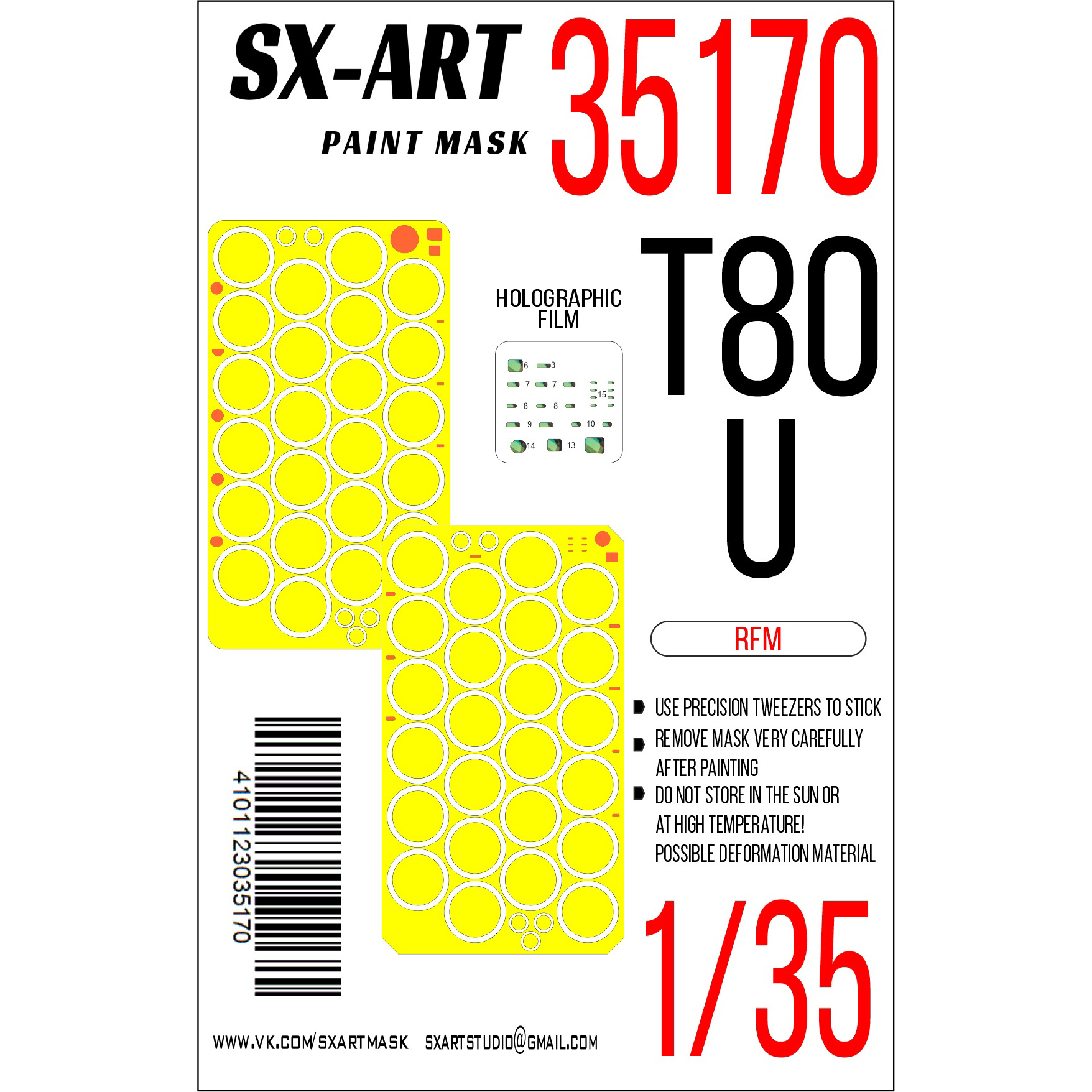 35170 SX-Art 1/35 Paint Mask T-80U (RFM)