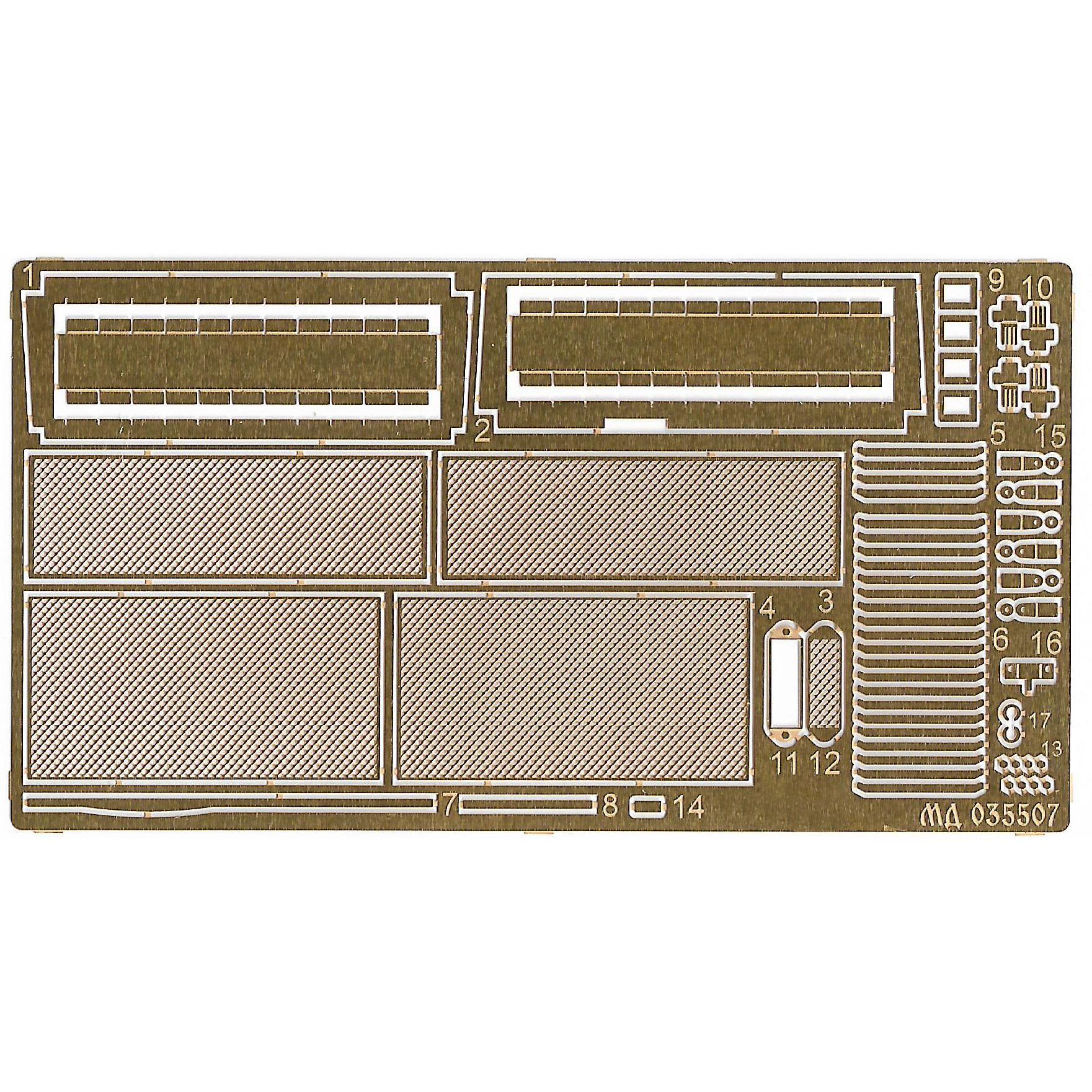035507 Microdesign 1/35 MTO Grid Photo Etching Kit for Takom T-55 tank (all modifications)