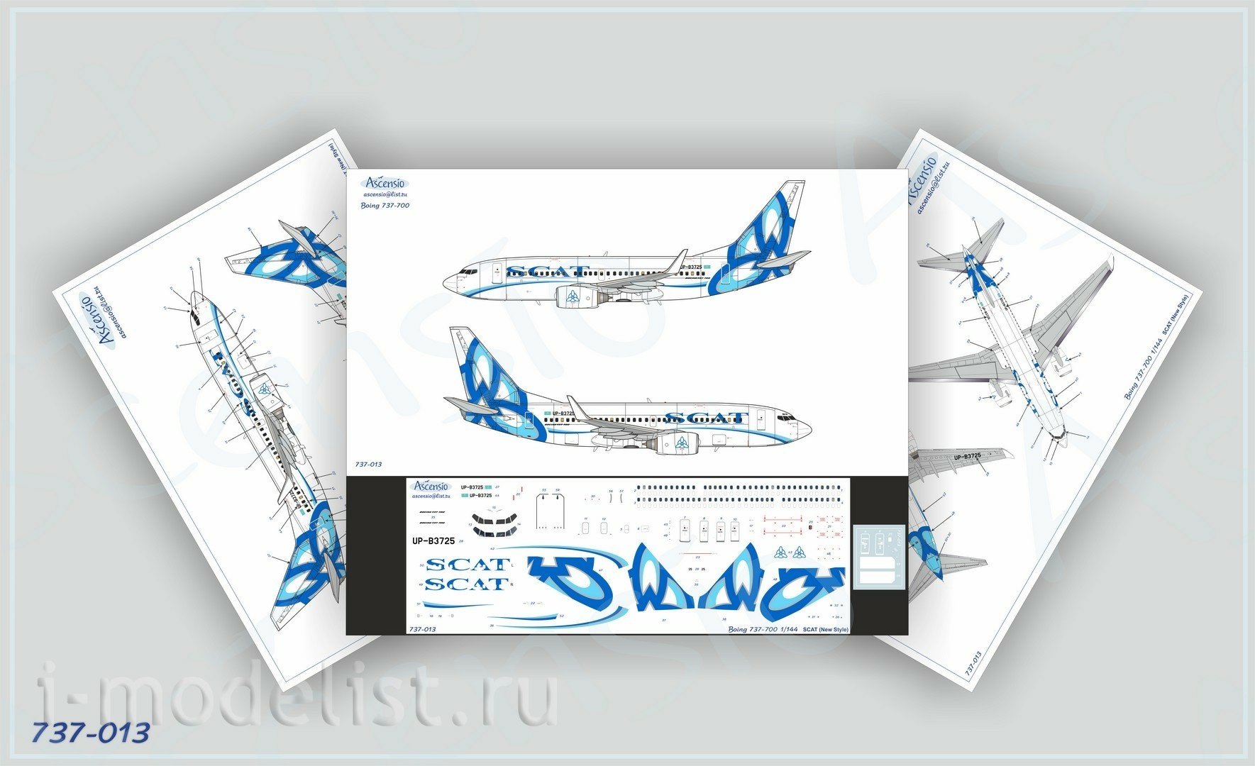 737-013 Ascensio 1/144 Scales the Decal on the plane Boeng 737-700 SCAT (New Style)